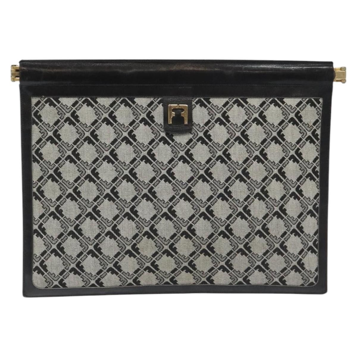 Salvatore Ferragamo Grey Canvas Clutch Bag (Pre-Owned) Size ONE SIZE - 1 Thumbnail