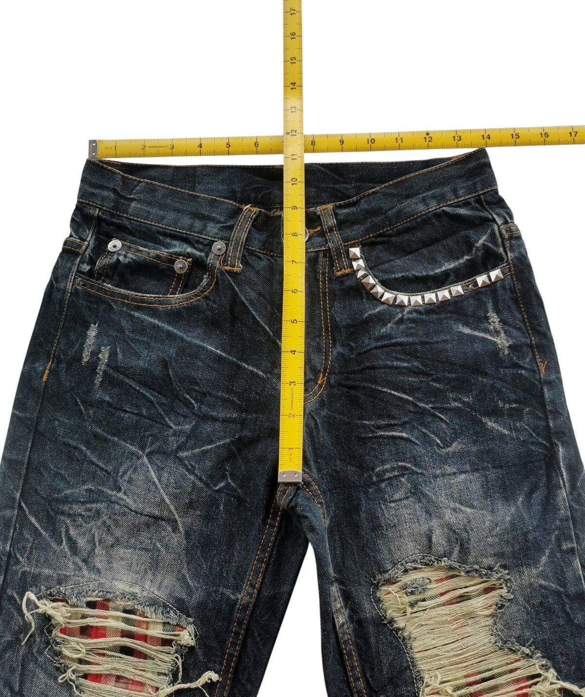 Japanese Brand Rare piece distressed studded jeans 28x30 Size US 28 / EU 44 - 10 Thumbnail