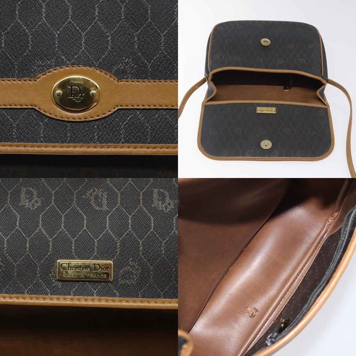 Dior DIOR Honeycomb Canvas Shoulder Bag Pvc Brown Gold Size ONE SIZE - 11 Thumbnail