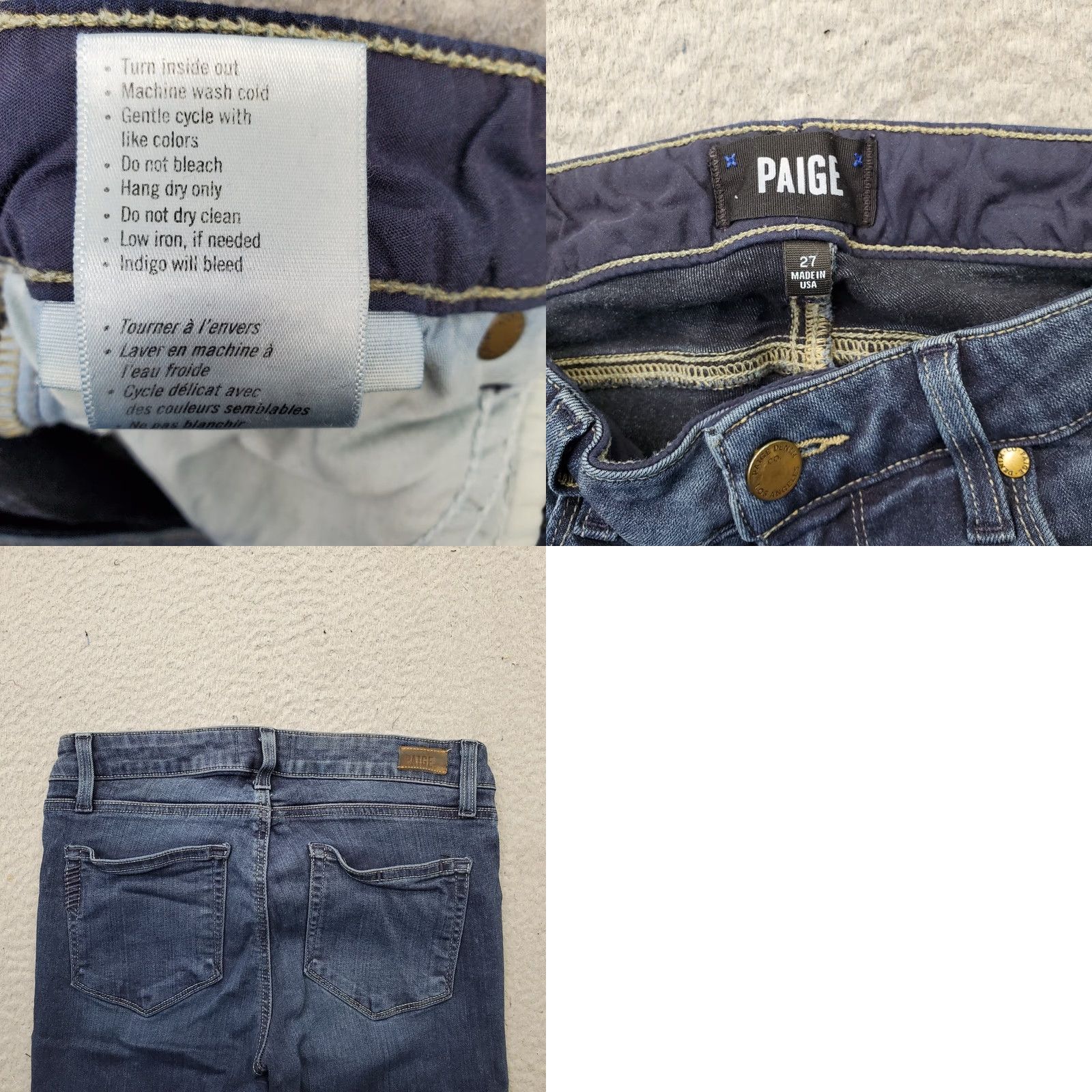 Paige Paige Skyline Skinny Jeans Womens 27 Blue Denim Medium Wash Stretch Regular Solid 5-Pocket Inseam 30.25" Size 27" / US 4 / IT 40 - 8 Thumbnail
