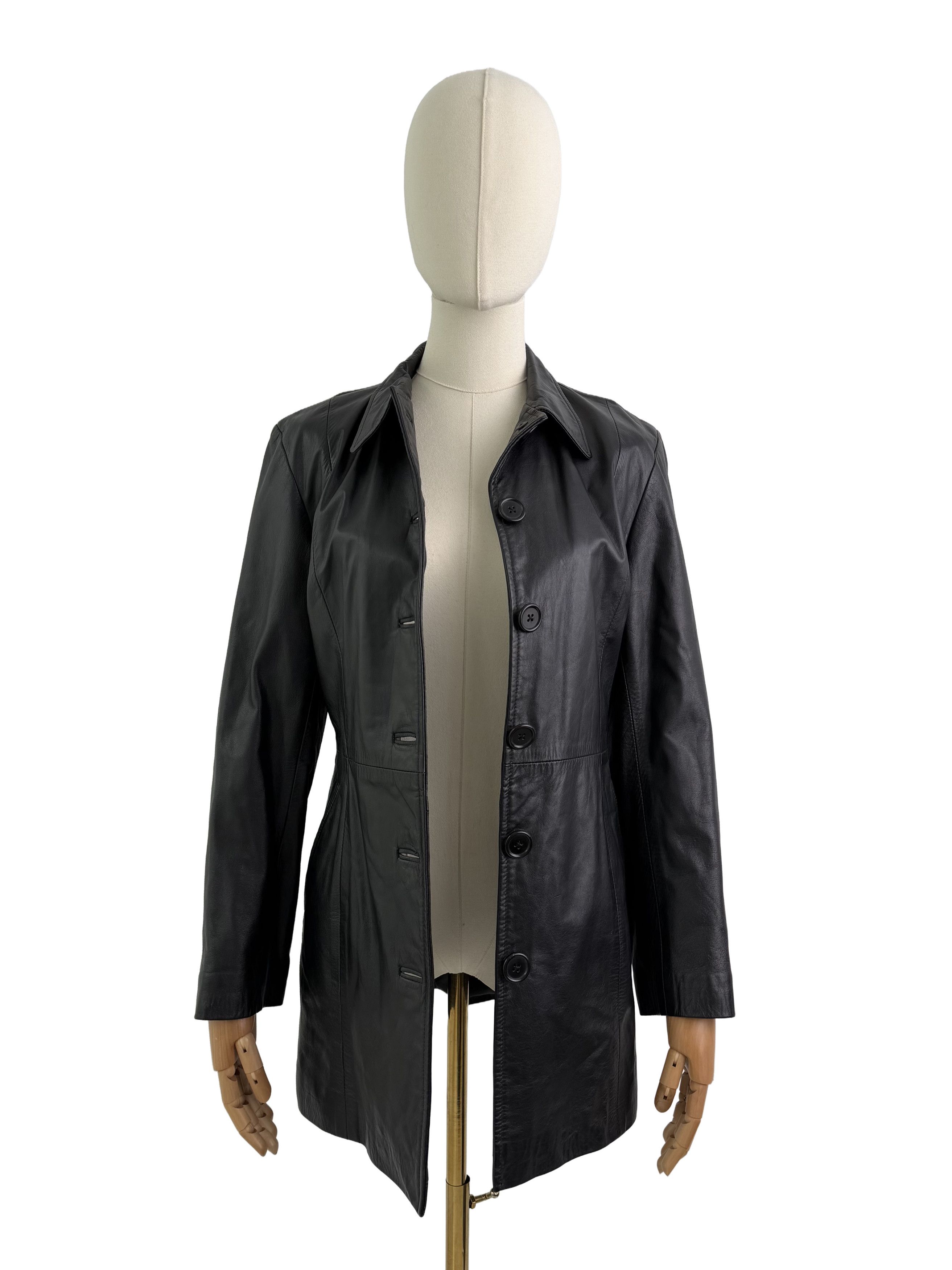 Vintage Vintage Leather Coat Jacket Button Front Mid Length Classic Size M / US 6-8 / IT 42-44 - 3 Thumbnail