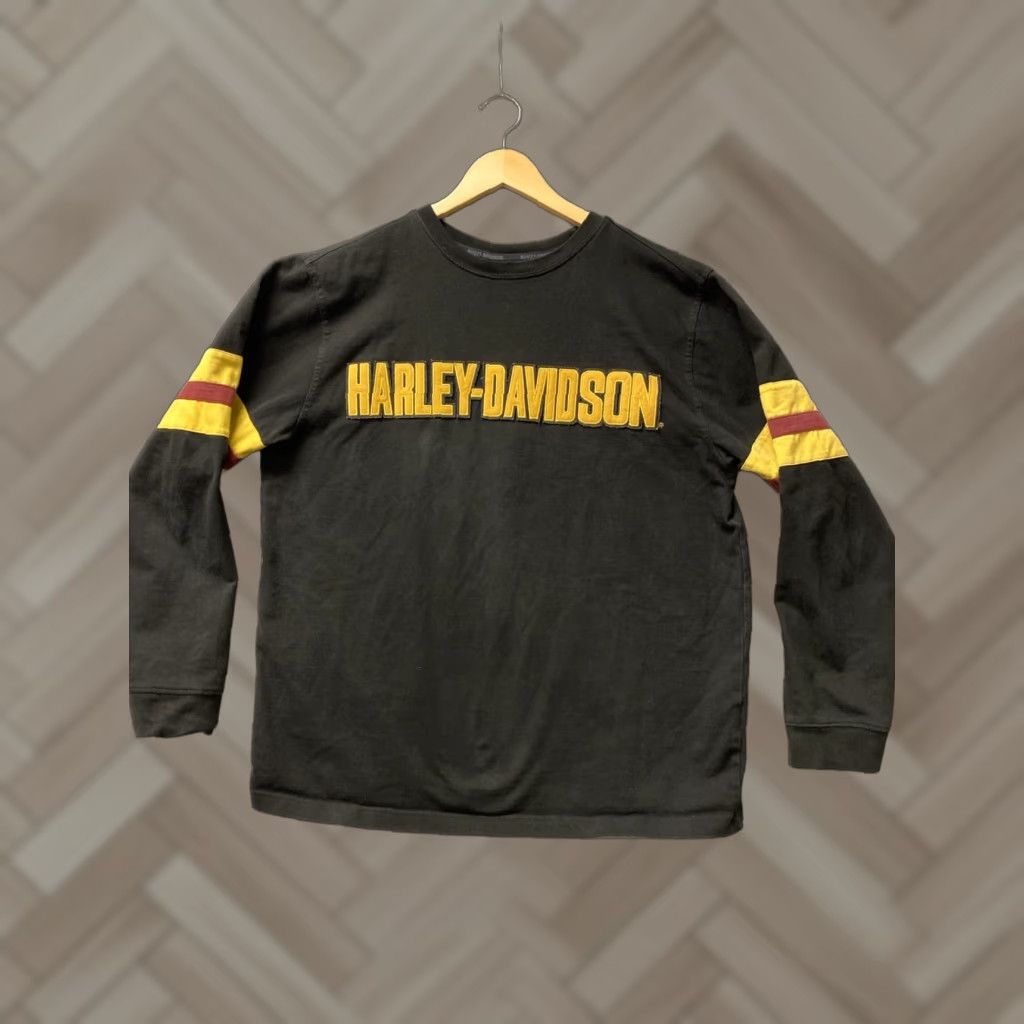 Harley Davidson HARLEY DAVIDSON BAND ARMS PULLOVER MENS L COTTON SWEATER SIZE LARGE SLIM BLACK LOGO VINTAGE 80s BIKER PULLOVER COLLARLESS COLLAR BAND ARMS Mens Size US XL / EU 56 / 4 - 1 Thumbnail
