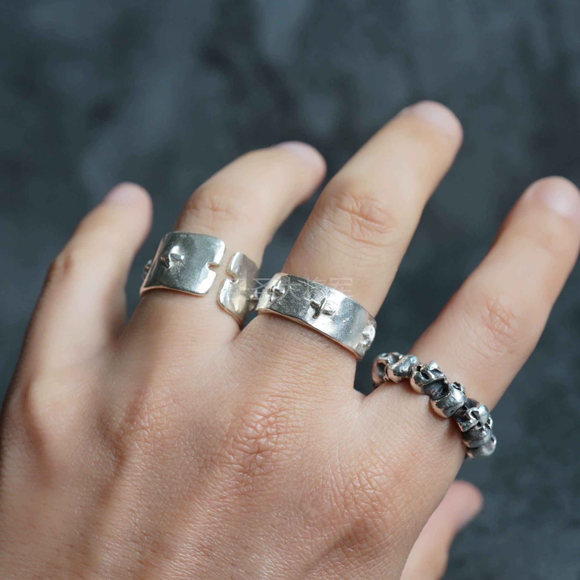Ma+ Silver Buckle Design Open Ring Size ONE SIZE - 6 Thumbnail