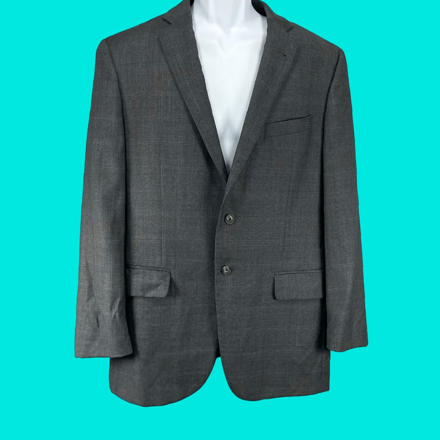 Joseph Abboud Joseph Abboud Grey Check Wool Suit Blazer Jacket Double Vent USA Made Size 42R Size 42R - 1 Thumbnail