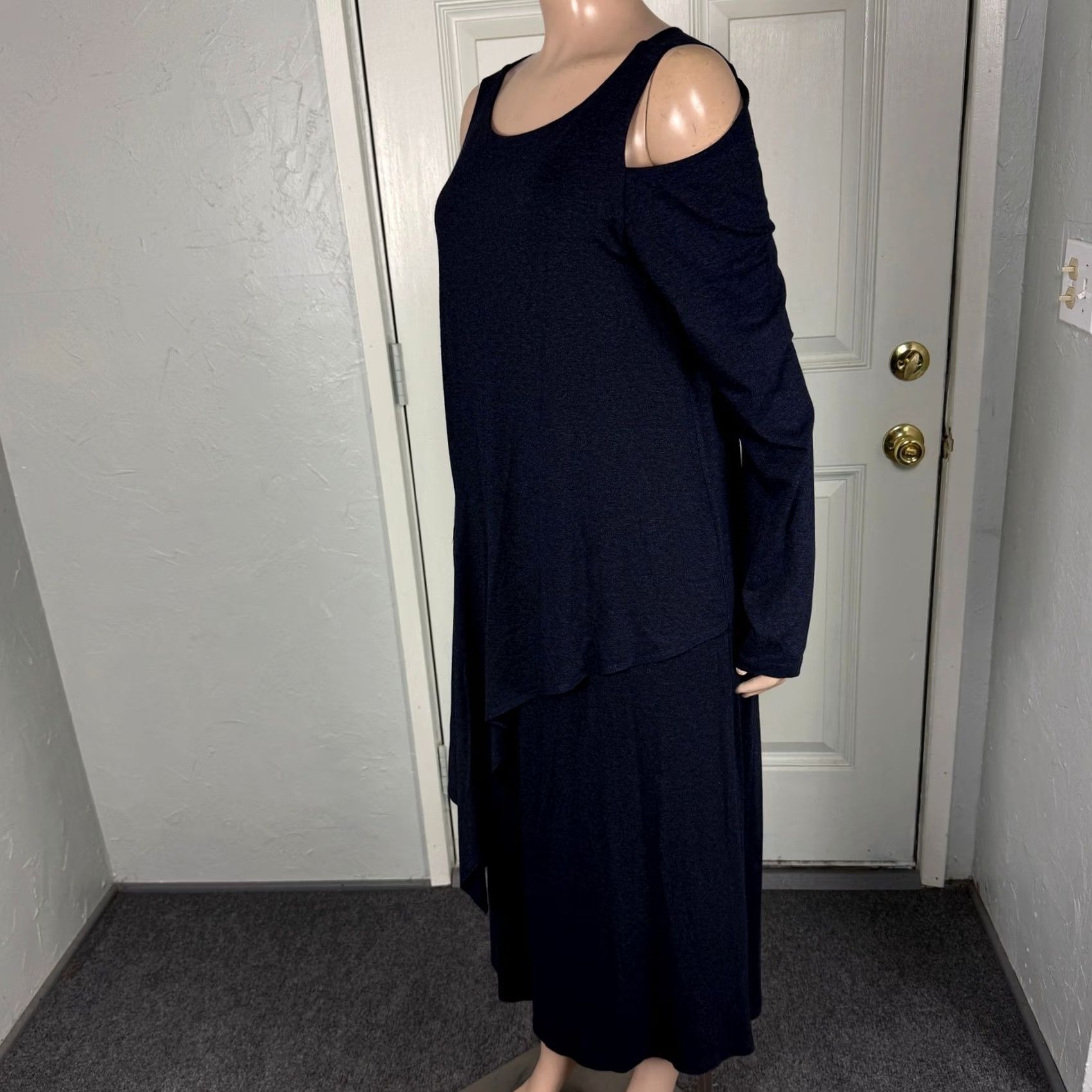 Vintage Testimony Los Angeles Women's Dress Shirt? No, Boho Cotton Navy Knee Length L Long Sleeve Casual Vintage? (Select best fit) Size L / US 10 / IT 46 - 3 Thumbnail