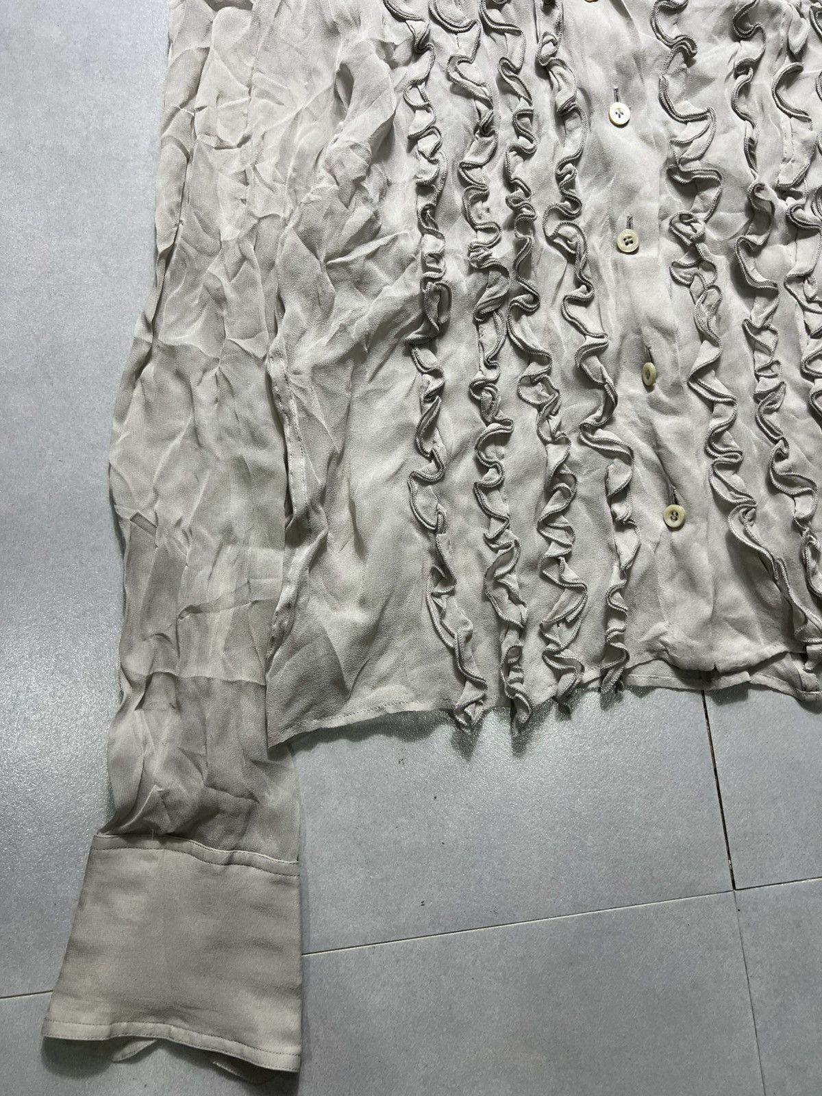 Gucci × Tom Ford Gucci - Tom Ford - S/S '99 Rufflled Sheer Daisy Fuentes Size M / US 6-8 / IT 42-44 - 3 Thumbnail