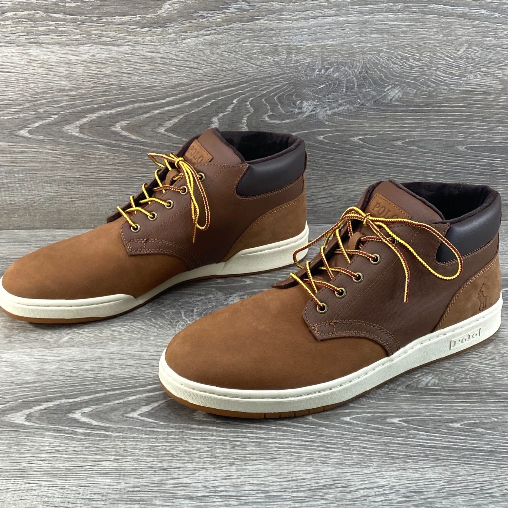 Polo Ralph Lauren Polo Ralph Lauren Mens Boot Ankle 12 Brown Leather Nubuck Canvas Sneaker Lace Up Size US L / EU 52-54 / 3 - 5 Thumbnail