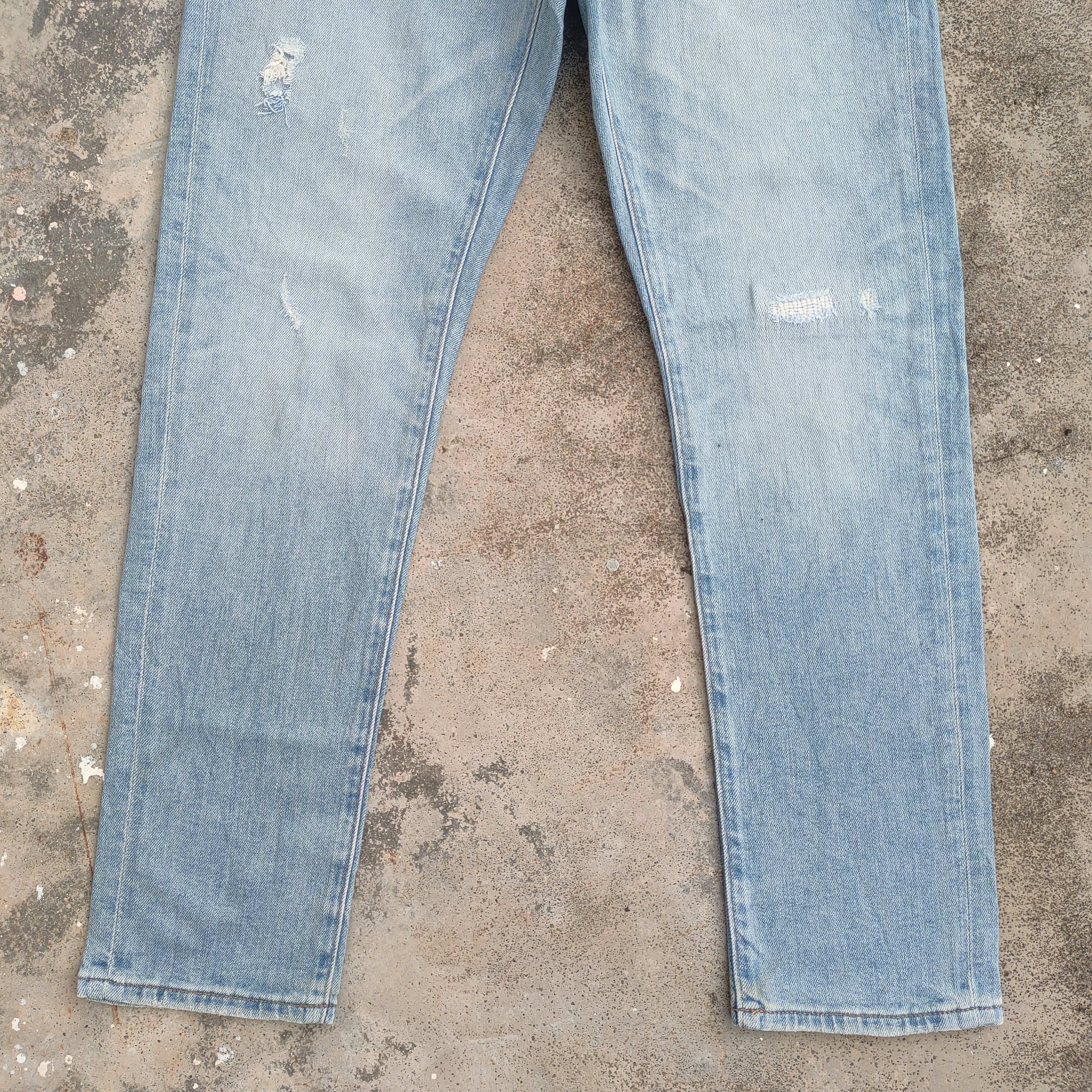 Black Label × Japanese Brand × Jean VINTAGE JAPANESE STRAIGHT FADED RIPPED DENIM JEANS PANTS Size US 35 - 3 Thumbnail