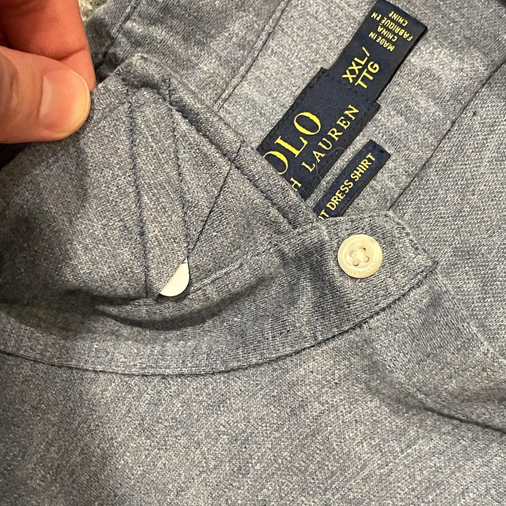 Polo Ralph Lauren Polo Ralph Lauren Knit Dress Shirt Mens 2XL Blue Long Sleeve Cotton Point Collar Size 48R - 7 Thumbnail
