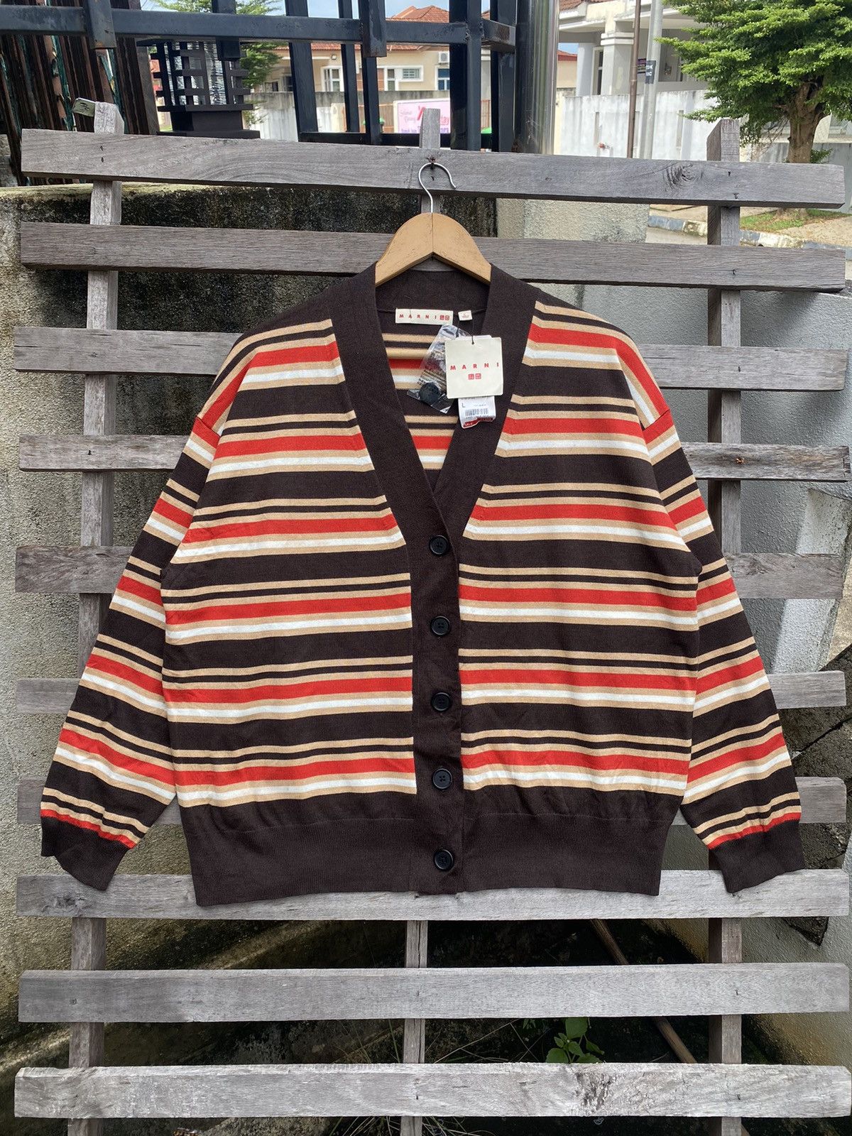 Marni × Uniqlo Uniqlo x Marni Blend Striped Sweater Cardigan Size US L / EU 52-54 / 3 - 3 Thumbnail
