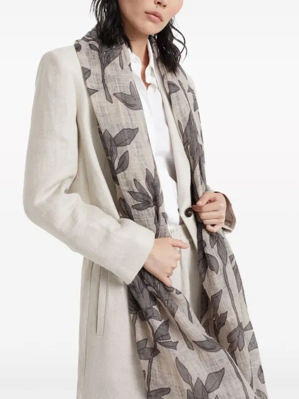 Brunello Cucinelli o1la1rc1a0325 Size: OS/Scarf in Beige/Grey Size ONE SIZE - 5 Thumbnail