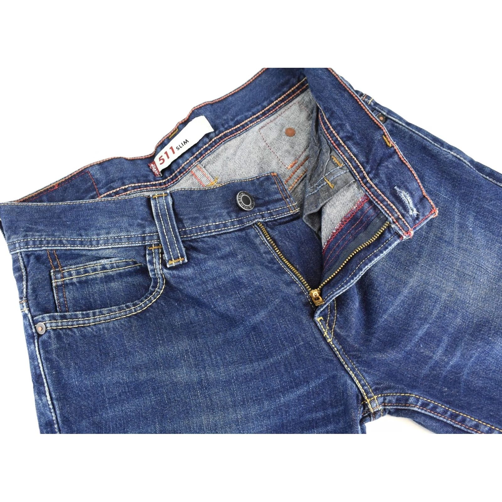 Levi's Levi's 511 Slim Fit Jeans Men's W32/L32 Blue Denim Zip Fly Pants Faded Whiskers Size US 32 / EU 48 - 4 Thumbnail