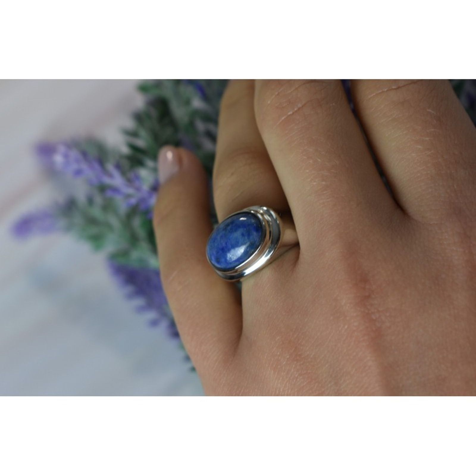 Jewelry VINTAGE 925 STERLING SILVER SODALITE RING SIZE 6.5 Size ONE SIZE - 5 Thumbnail