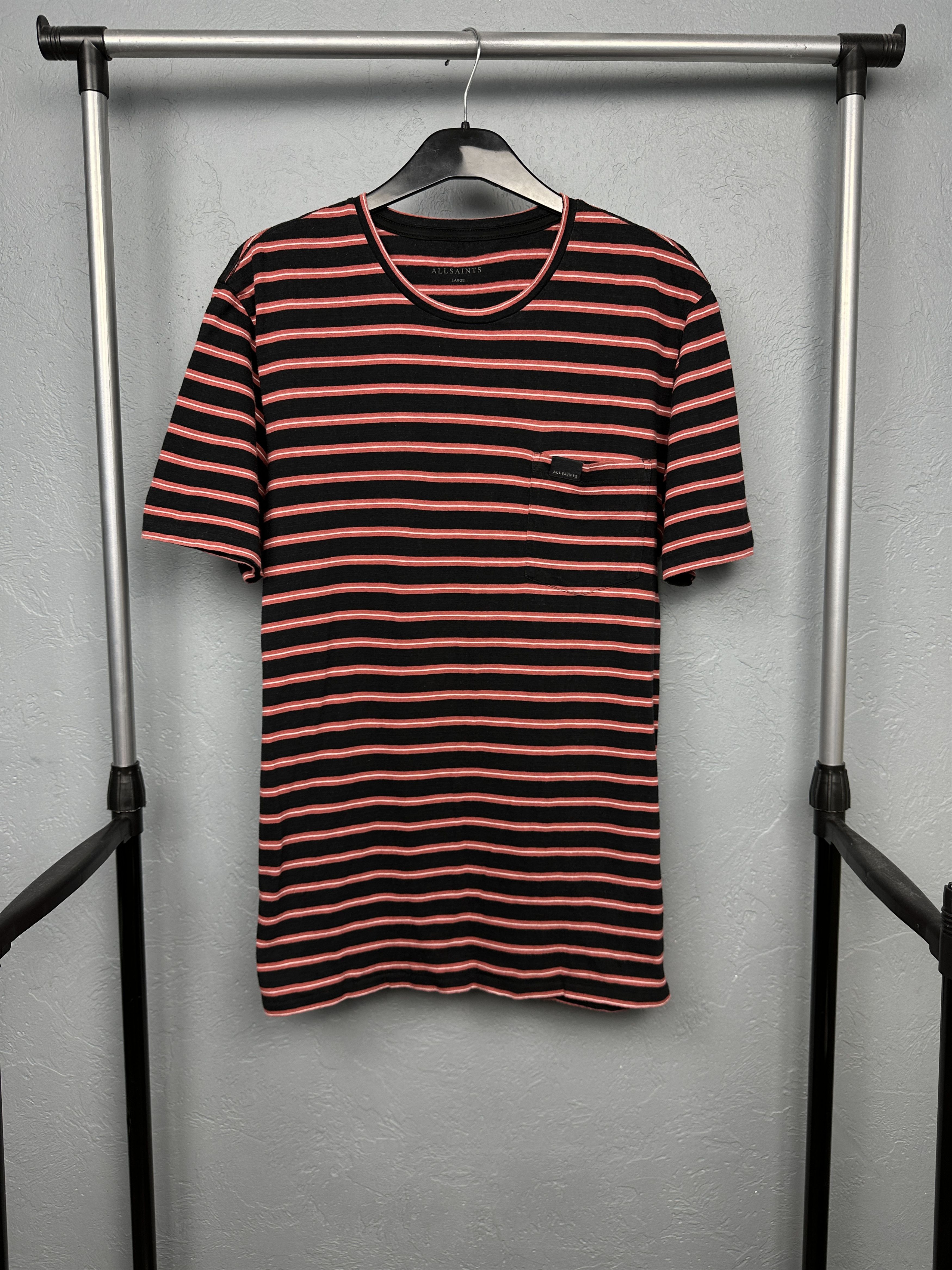 Allsaints Allsaints Ange Mens Crew Neck Striped T-Shirt Size US L / EU 52-54 / 3 - 1 Thumbnail