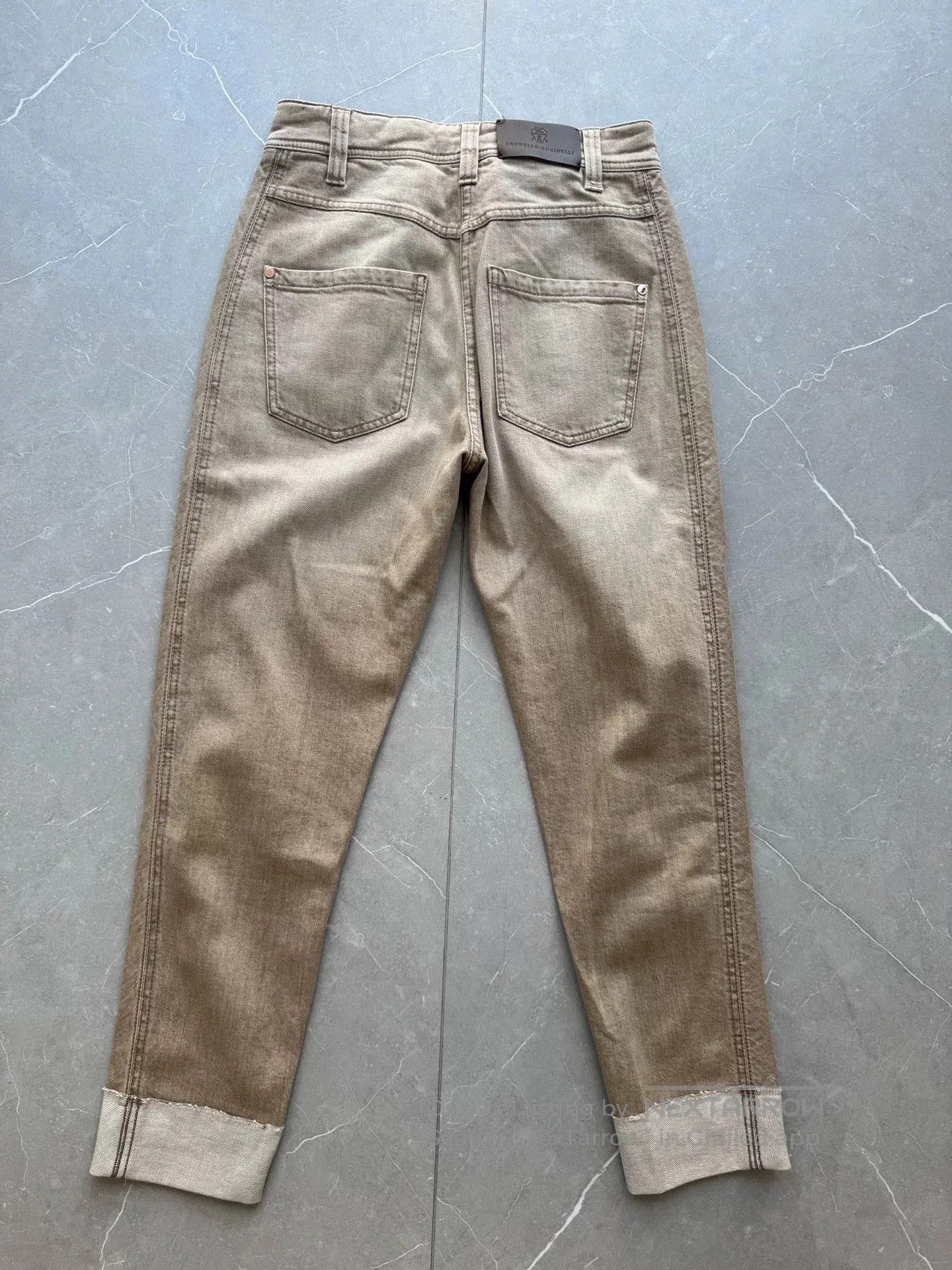 Brunello Cucinelli Brunello Cucinelli Beige Straight Jeans. Size 35" - 2 Thumbnail