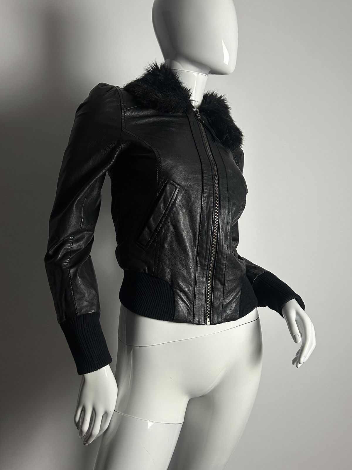 Other Vintage biker bomber leather fur jacket Size S / US 4 / IT 40 - 2 Thumbnail