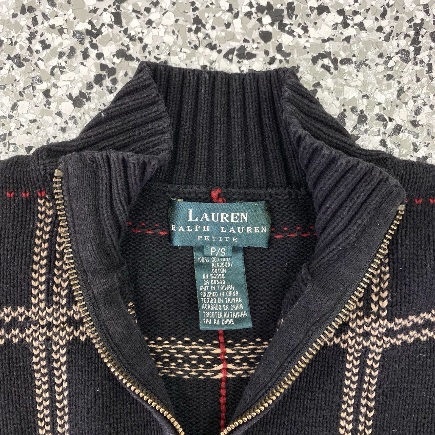 Ralph Lauren VINTAGE Lauren Ralph Lauren Striped Quarter Zip Sweater Shirt Petite Small Women Green S Pullover Size S / US 4 / IT 40 - 3 Thumbnail