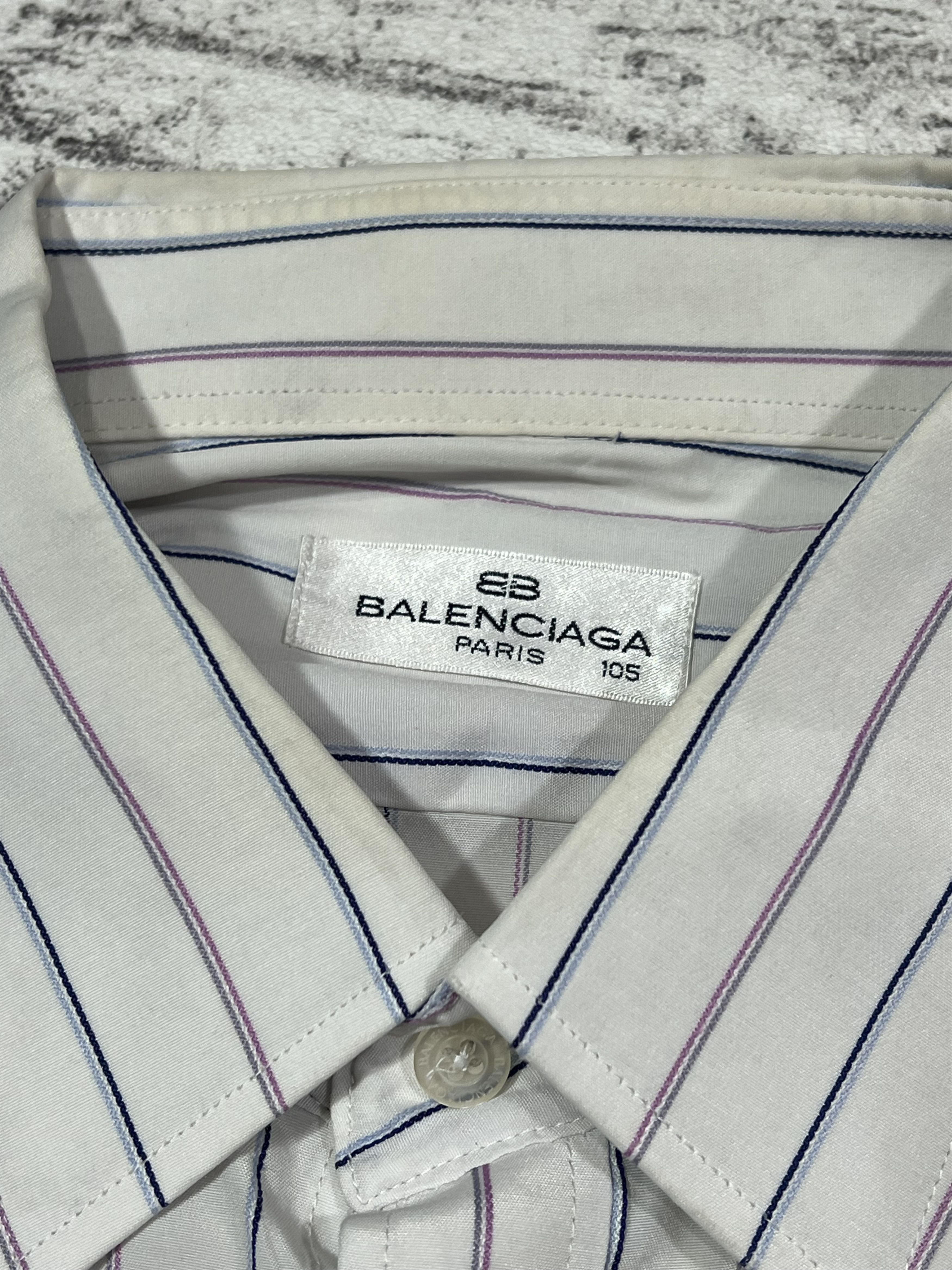 Balenciaga Vintage 90s Balenciaga Stripe Embroidery Button Shirt Size US L / EU 52-54 / 3 - 4 Thumbnail