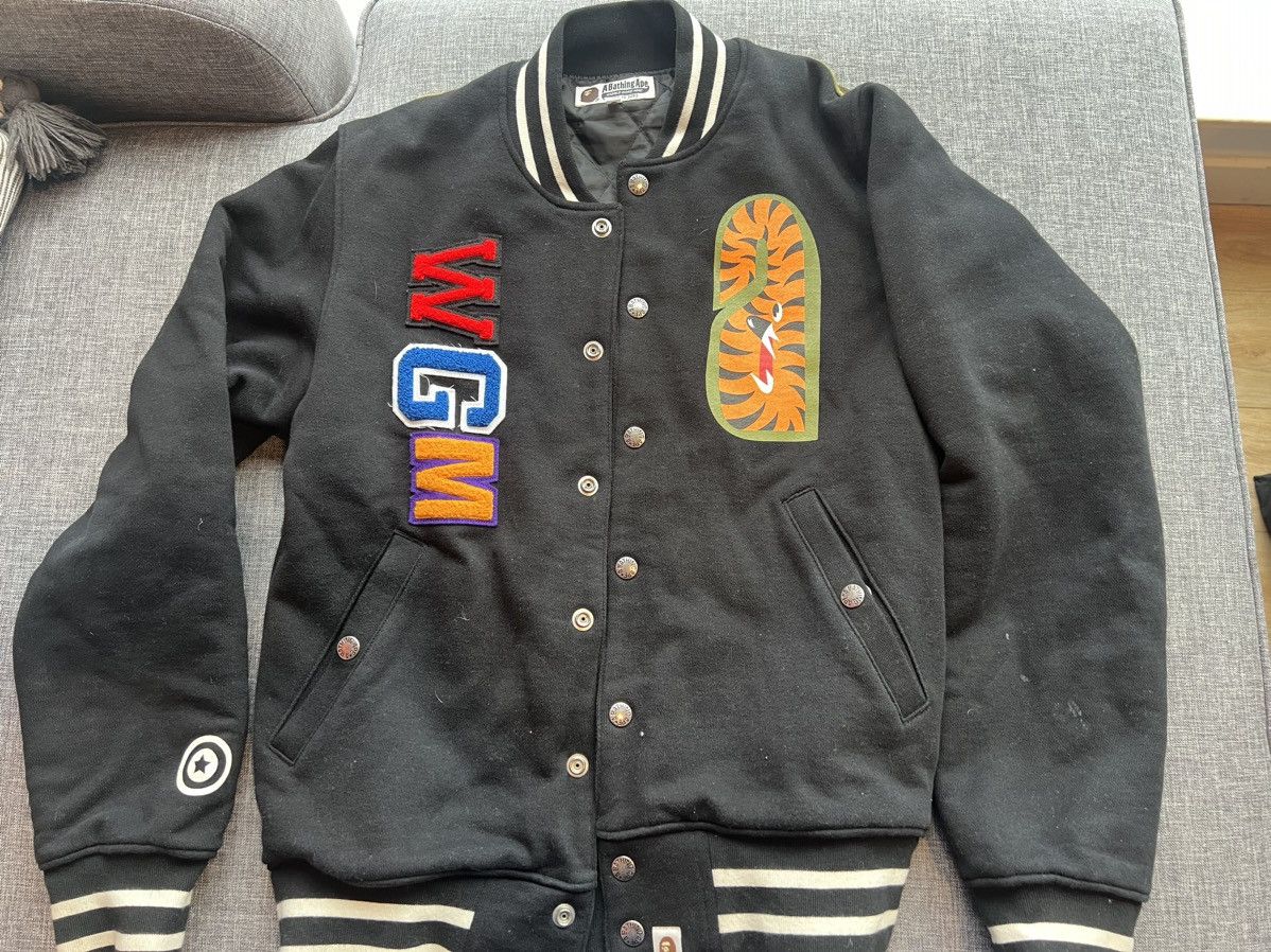 image of Bape Shark Sweat Varsity Jacket in Black, Men's (Size Small)