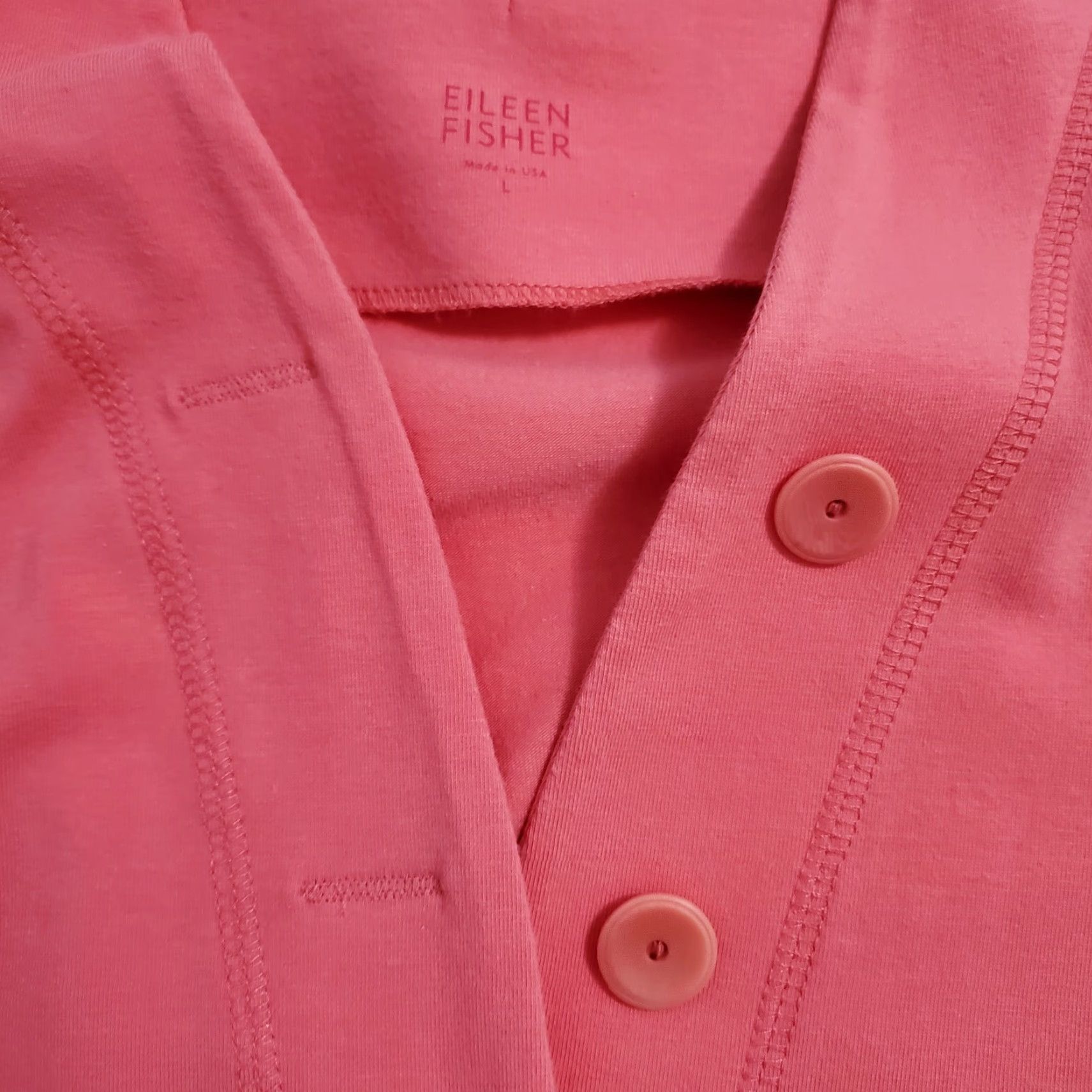 Eileen Fisher VINTAGEEileen Fisher Cardigan Women L Organic Cotton Coral Button Front Sweater FLAW Size L / US 10 / IT 46 - 6 Thumbnail