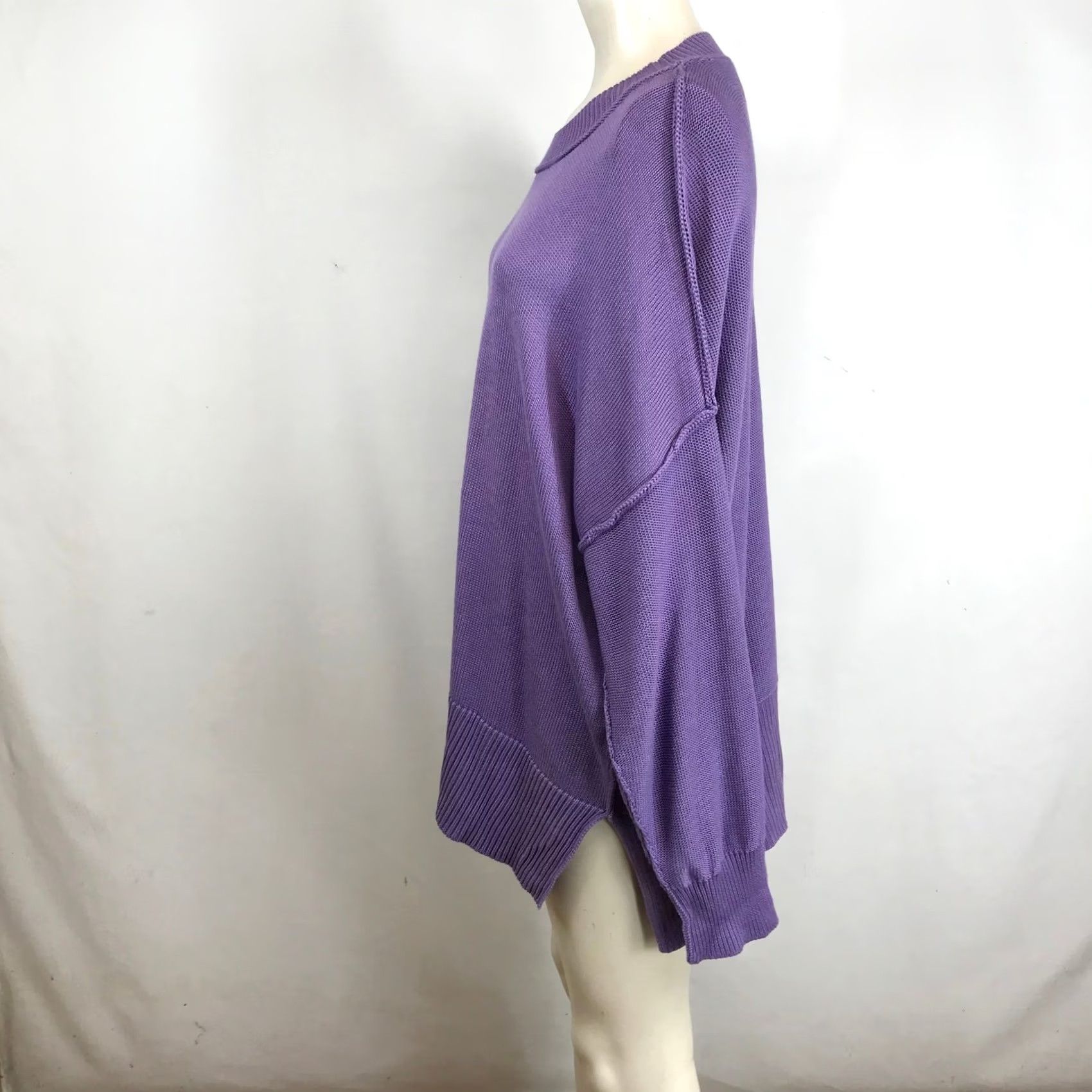 Vintage Wishlist Purple Knit Sweater Womens Size L Oversized Crew Neck Exposed Seams Size L / US 10 / IT 46 - 6 Thumbnail
