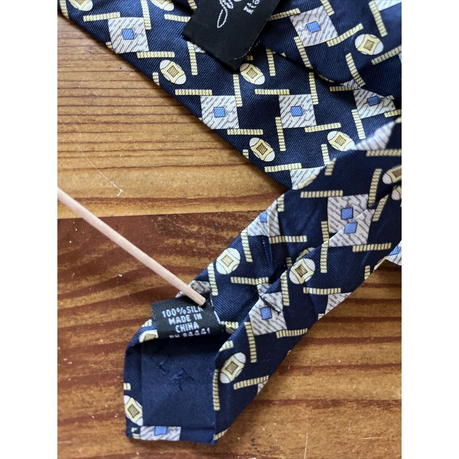 Marc O'Polo Marco Polo Italian Style Men’s Navy Blue Geometric Silk tie Size ONE SIZE - 5 Thumbnail