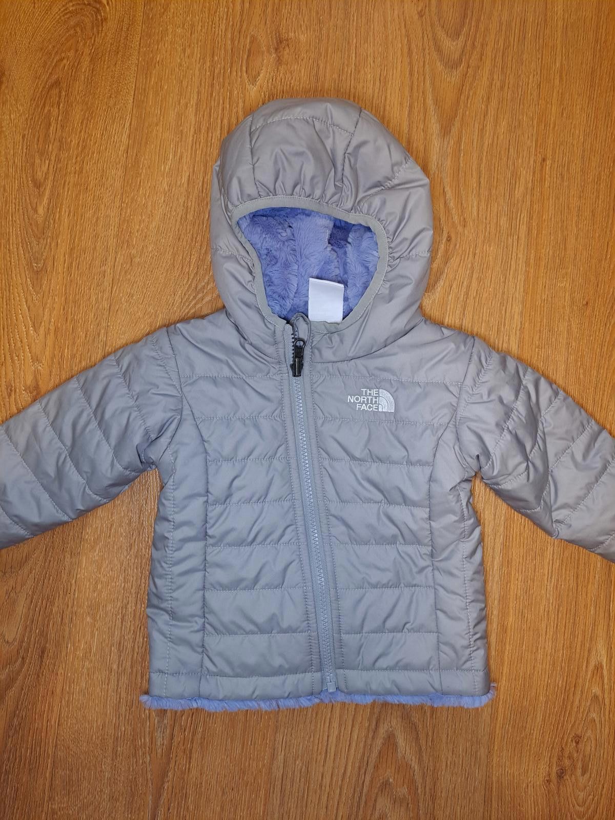 The North Face North Face Puffer Fleece Jacket Baby 6-12M Gray Reversible Size ONE SIZE - 1 Thumbnail