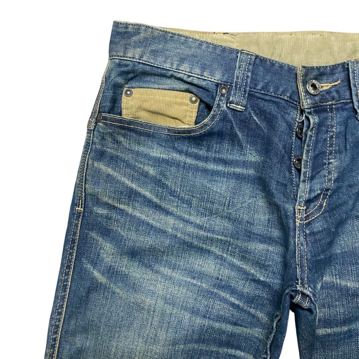 5351 POUR LES HOMMES 5351 Pour Les Hommes Curve Leg Denim Low Flare Jeans Size US 32 / EU 48 - 4 Thumbnail