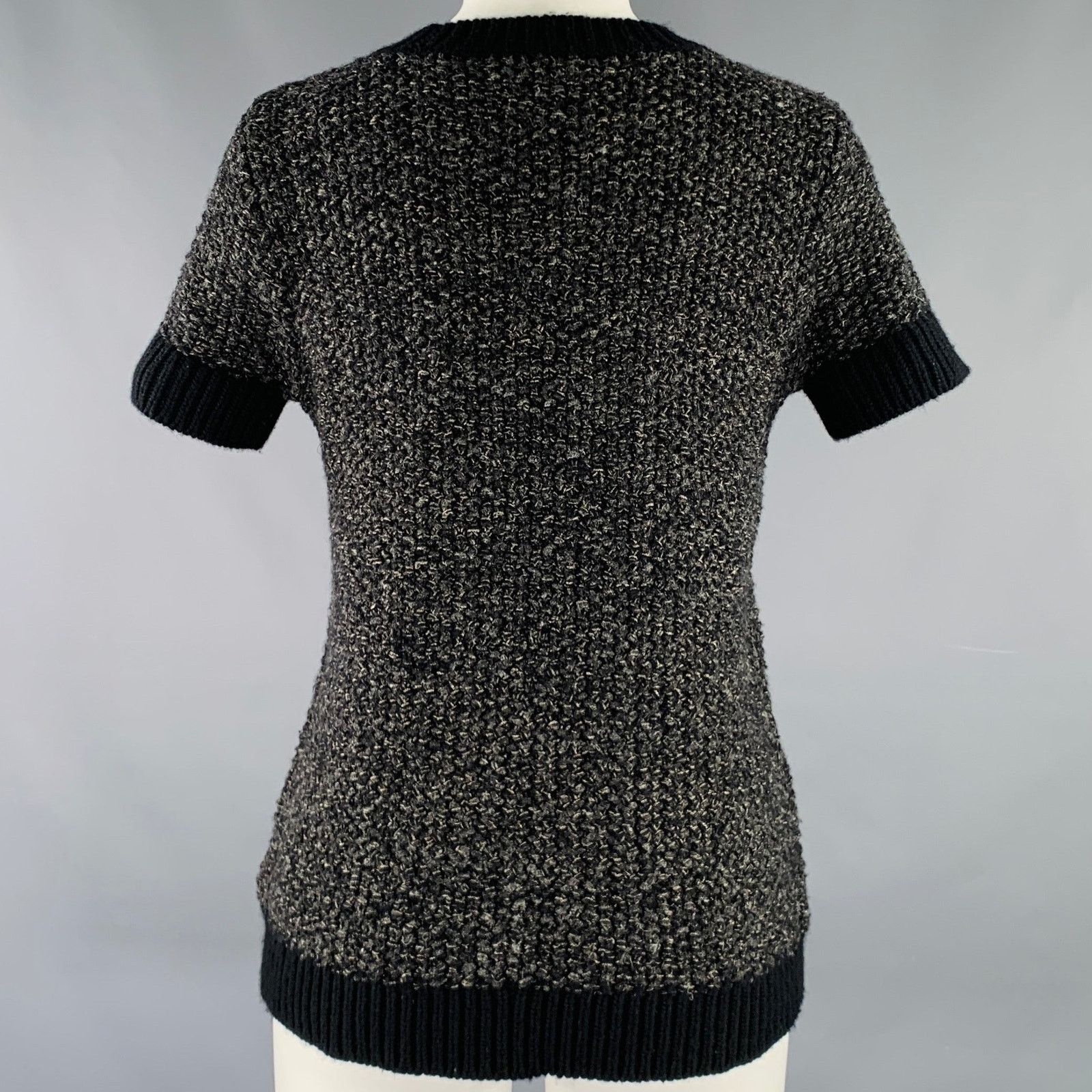 Tse TSE Size S Black Charcoal Wool Blend Short Sleeve Pullover Size S / US 4 / IT 40 - 4 Thumbnail