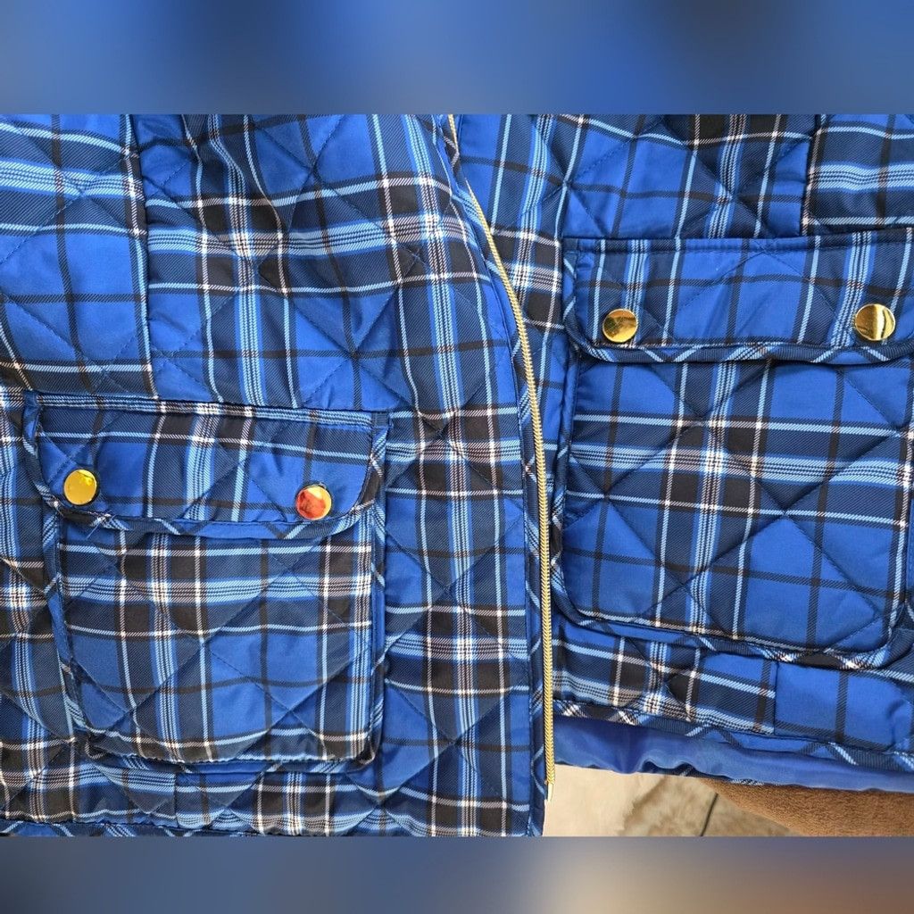 St. Johns Bay St. John's Bay Vibrant Blue Plaid Quilted Vest Size L / US 10 / IT 46 - 7 Thumbnail