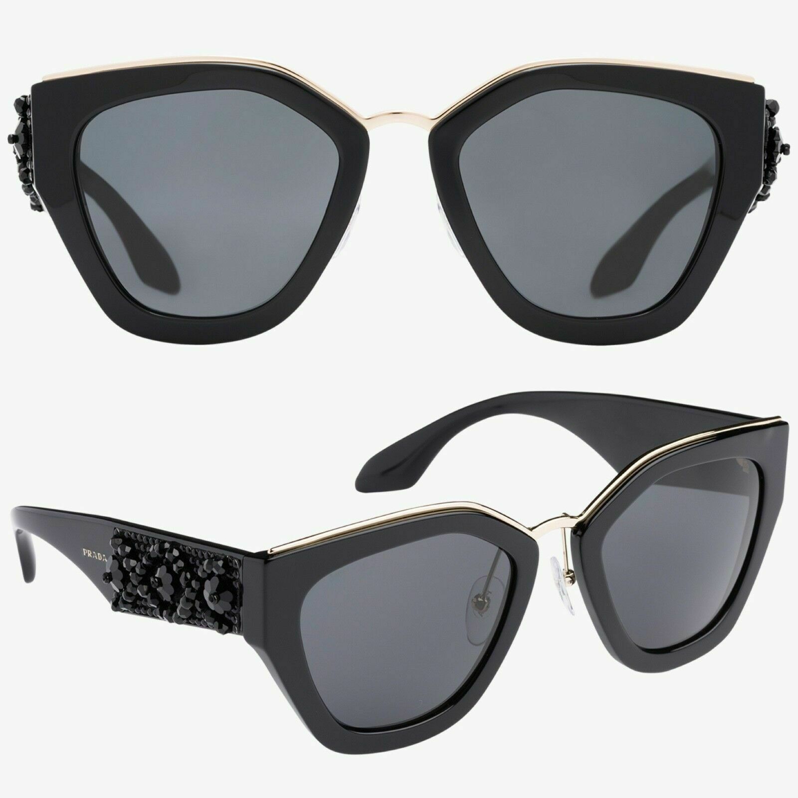Prada Prada SPR 10T 1AB5S0 Black Cat Eye Women's Sunglasses Size ONE SIZE - 1 Thumbnail