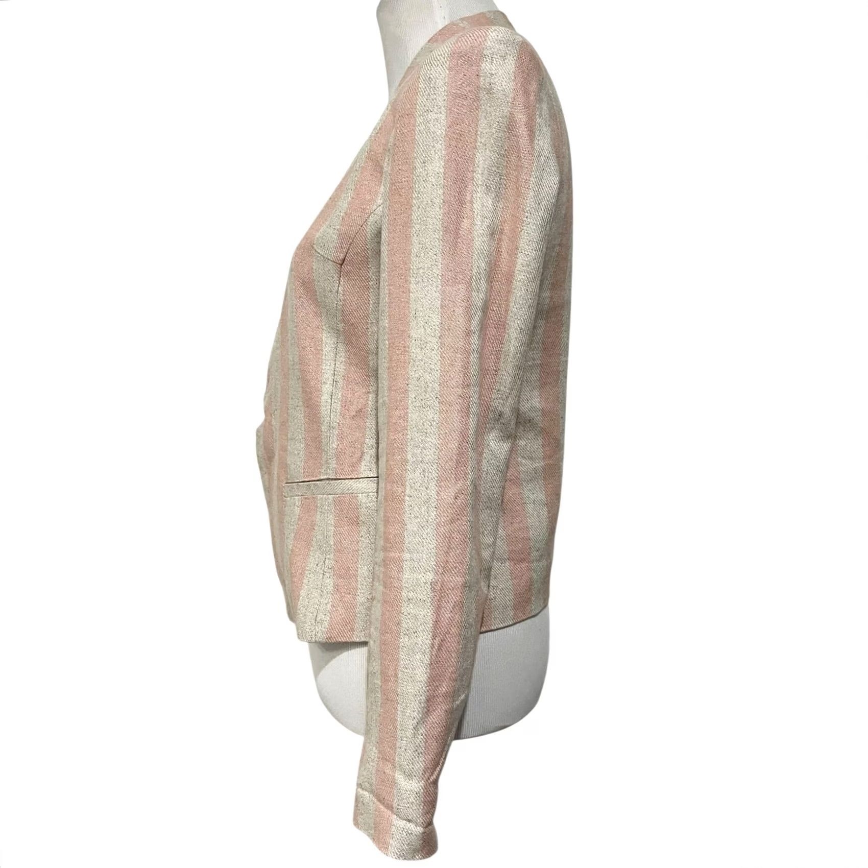 Vintage Current Air Womens Blazer Jacket Pink Beige Linen Blend Open Front Sz Small Blazer Womens Pink Beige Linen Blend Open Front Size S Size S / US 4 / IT 40 - 5 Thumbnail