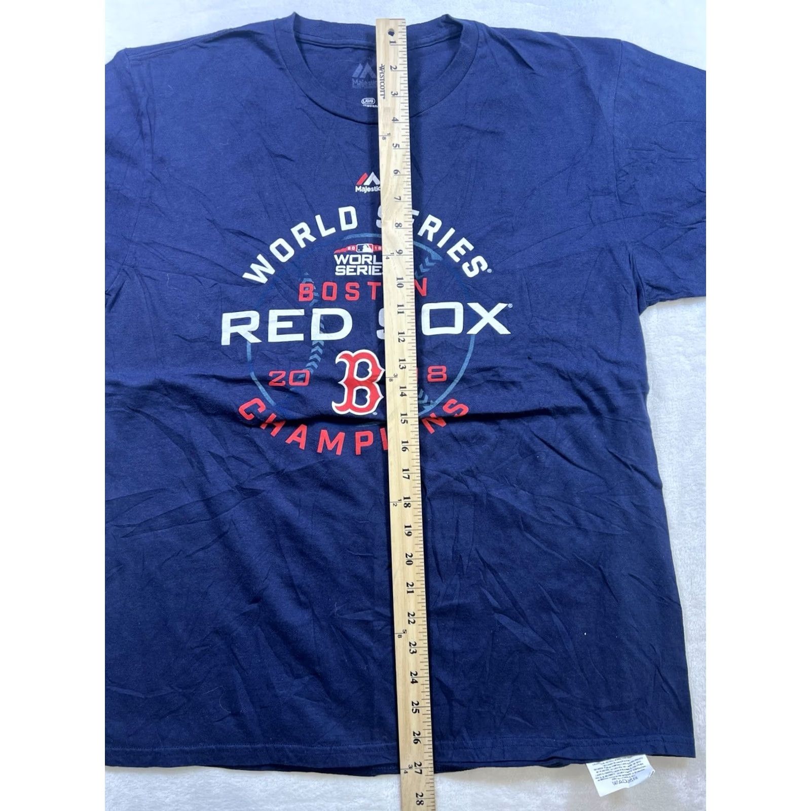 MLB VINTAGE Majestic MLB World Series Champions Boston Red Sox Shirt Mens L Blue 100% Cotton Short Sleeve Bean Town Size US L / EU 52-54 / 3 - 4 Thumbnail