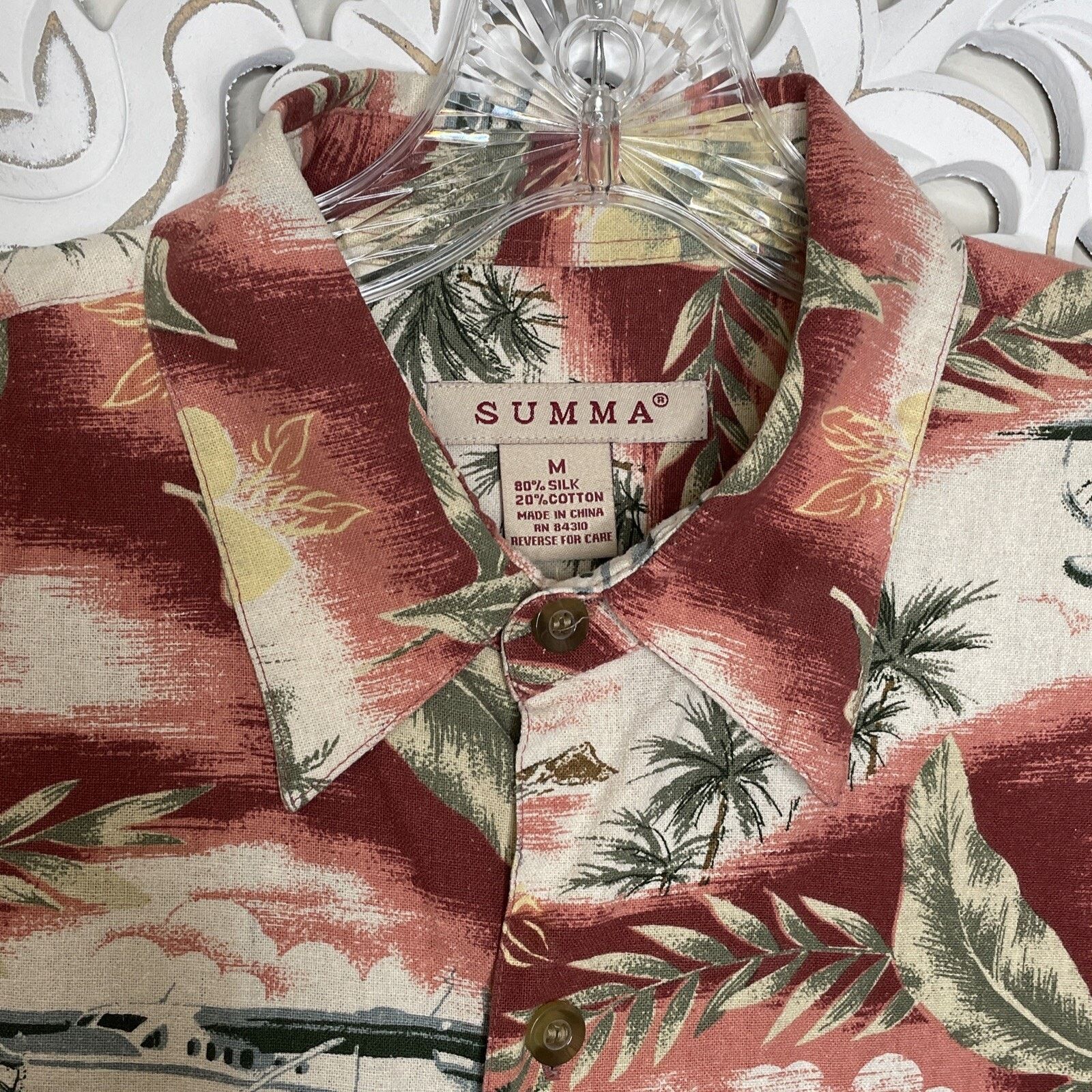 Other SUMMA Men's M Button Up Hawaiian Shirt Silk Cotton Blend Size US M / EU 48-50 / 2 - 7 Thumbnail