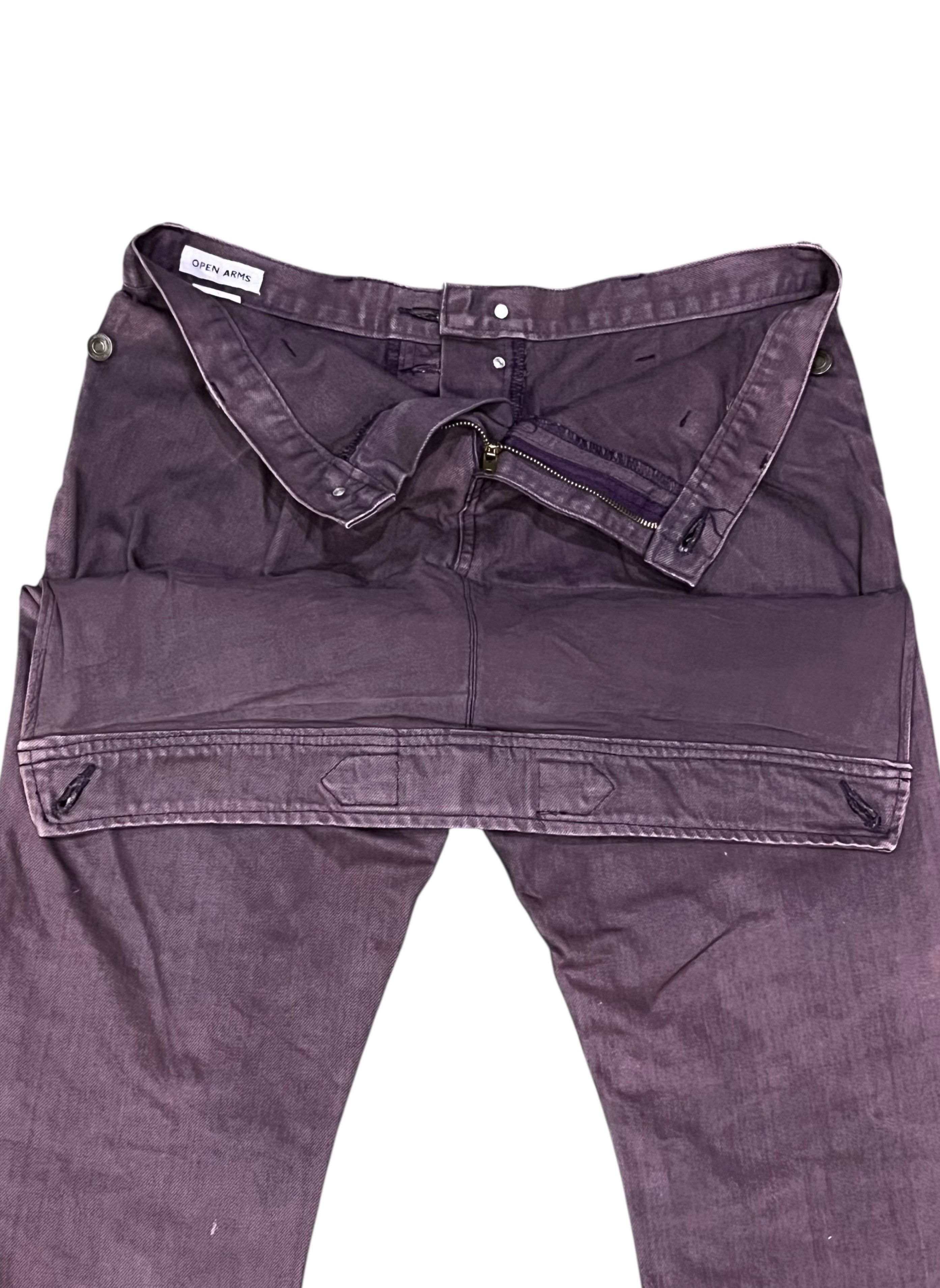 Japanese Brand 🔥Unique Jeans Open Arms Double Waist Back Flap Purple Pants Size US 31 - 5 Thumbnail