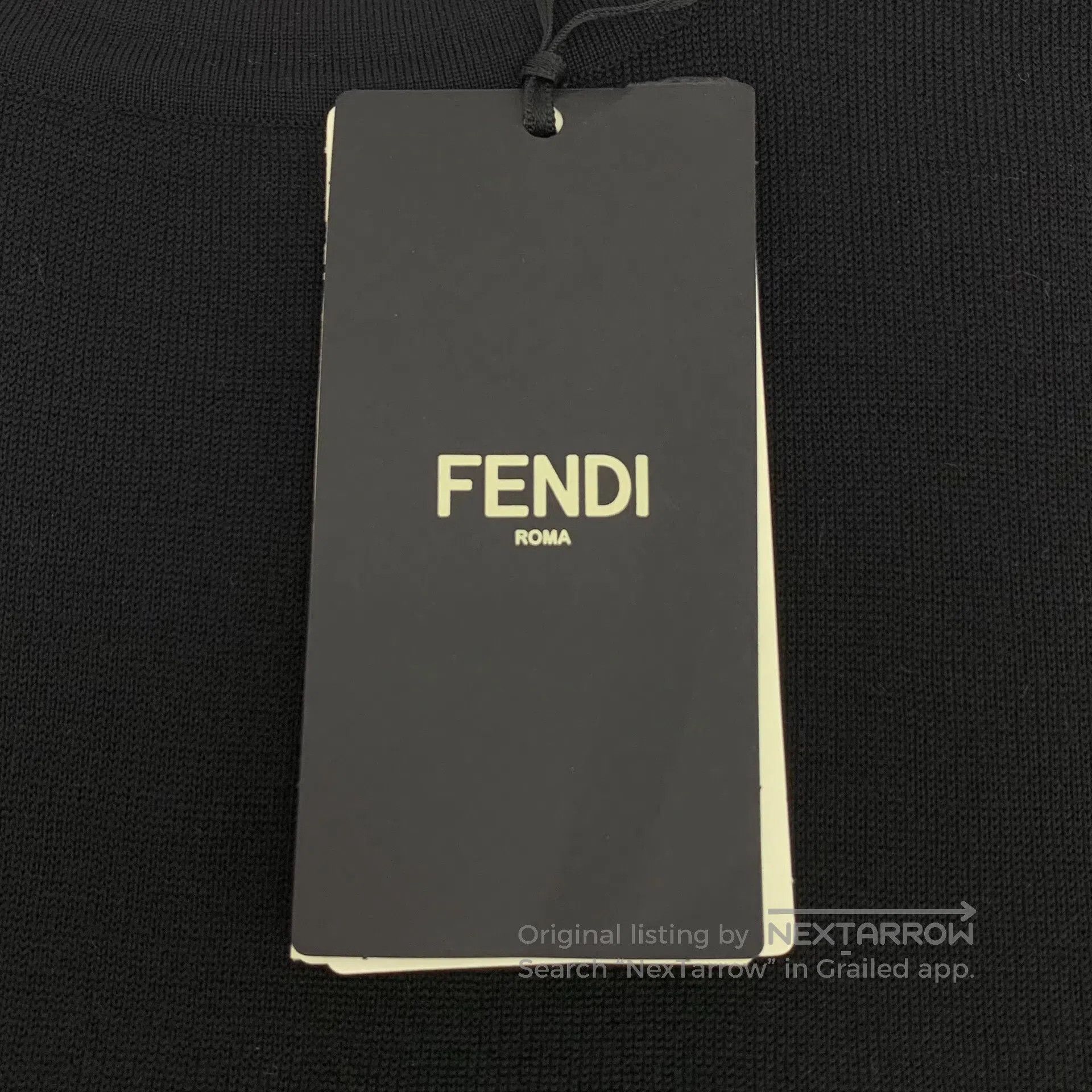 Fendi FENDI Black Lined Monogram Printed Cashmere Crew Neck Long Size XS / US 0-2 / IT 36-38 - 7 Thumbnail