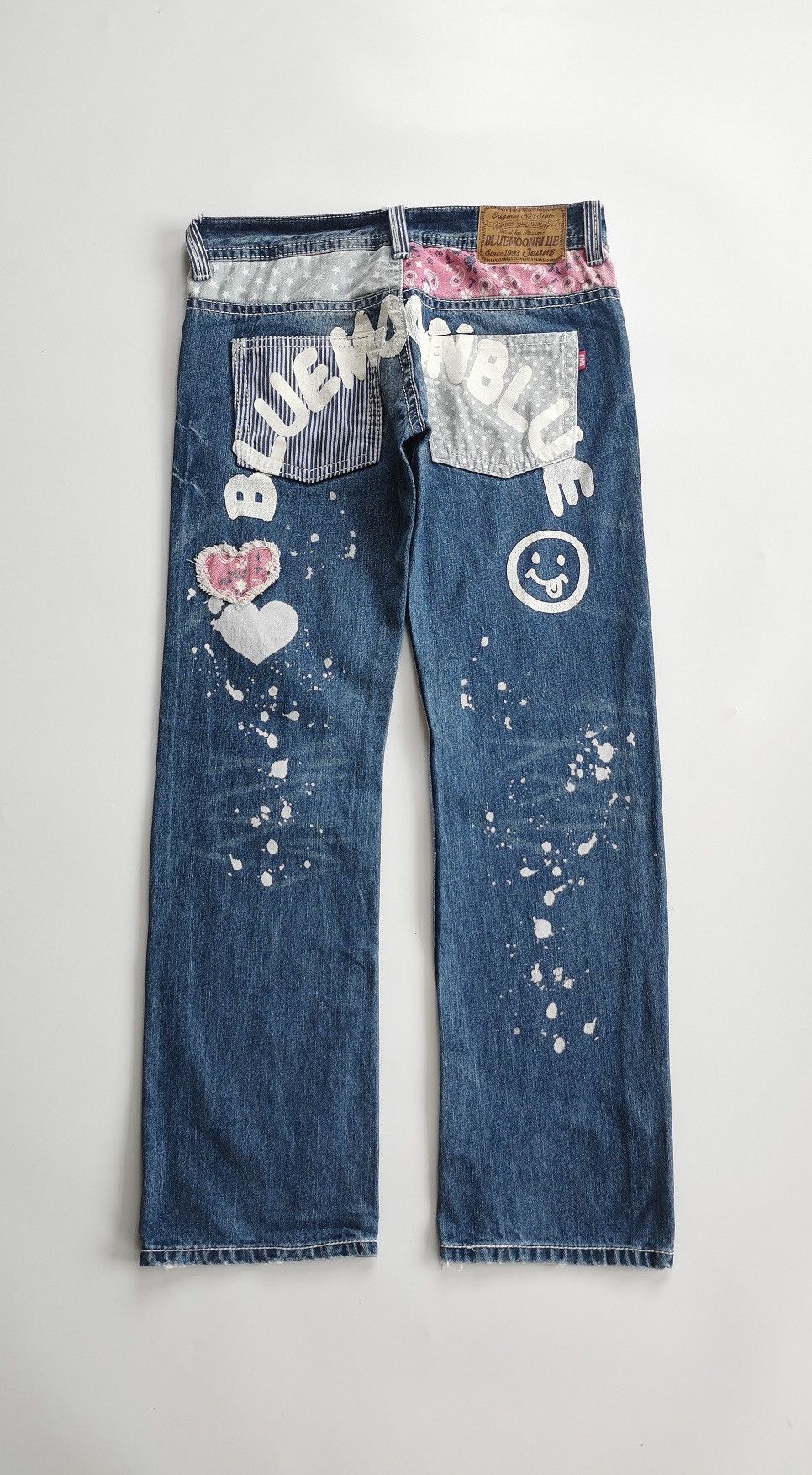 Japanese Brand Blue Moon Blue Printed Jeans Size US 31 - 2 Thumbnail