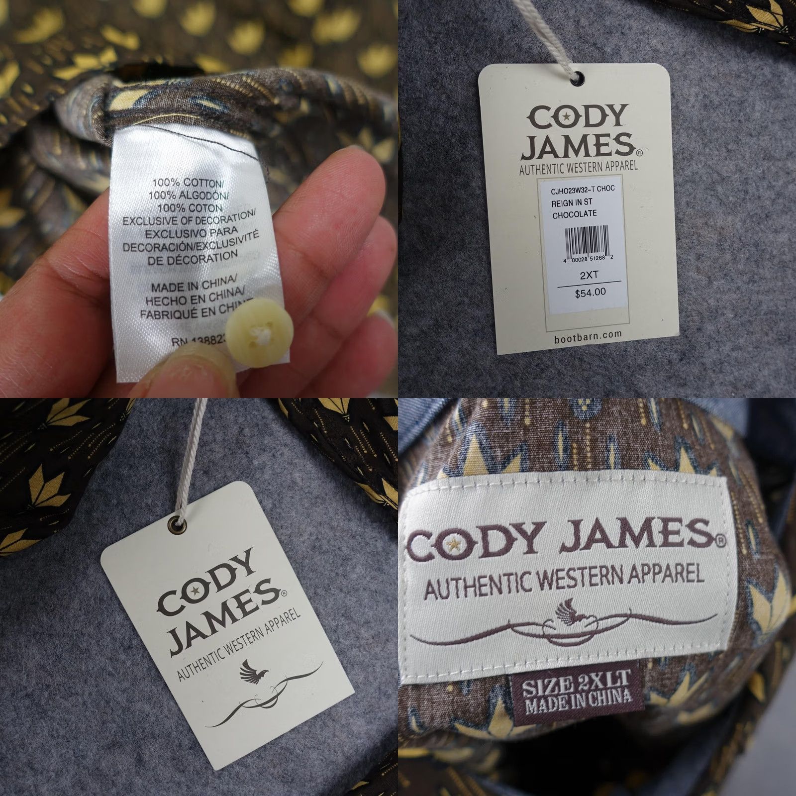 Cody James Cody James Shirt Mens 2XL Tall Brown Geometric Pattern Western Snap Long Sleeve Size US XXL / EU 58 / 5 - 9 Thumbnail