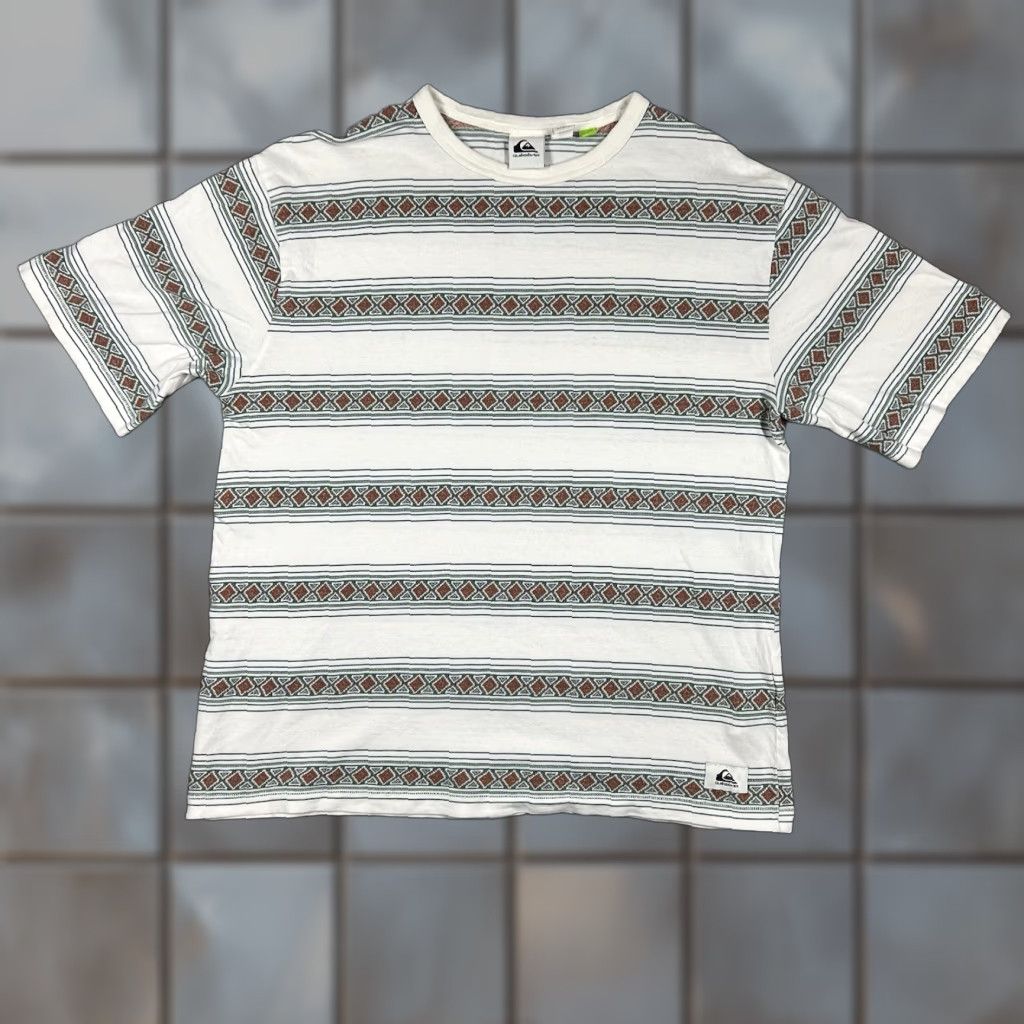 Quiksilver Hacky Dreads Men Large Short Sleeve T-Shirt Geometric Crew Neck Surf Logo Multicolor Cotton Regular Vintage: No 2020-2029