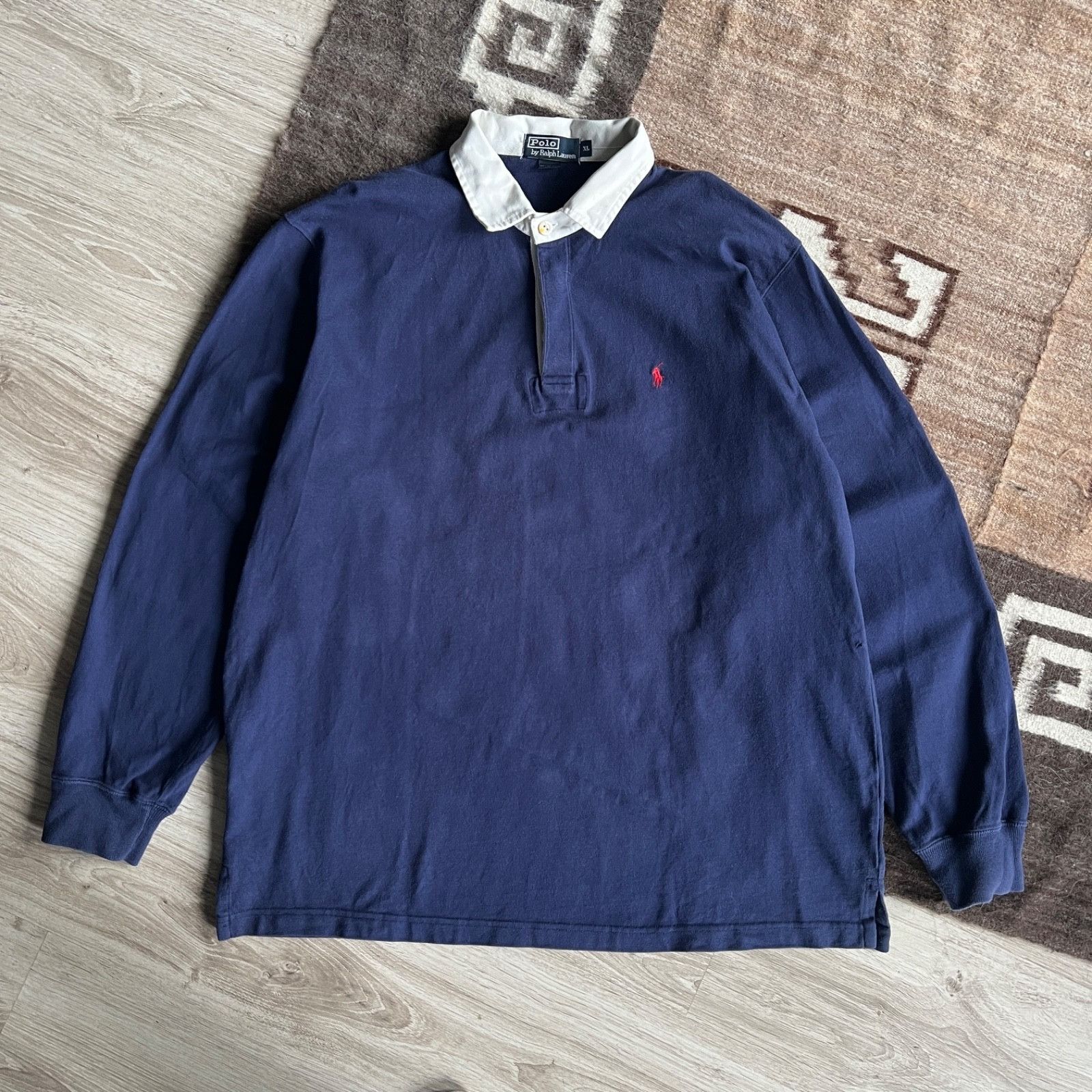 Polo Ralph Lauren Polo Ralph Lauren Vintage Rugby Longsleeve Polo Shirt 9894AC Size US XL / EU 56 / 4 - 1 Thumbnail
