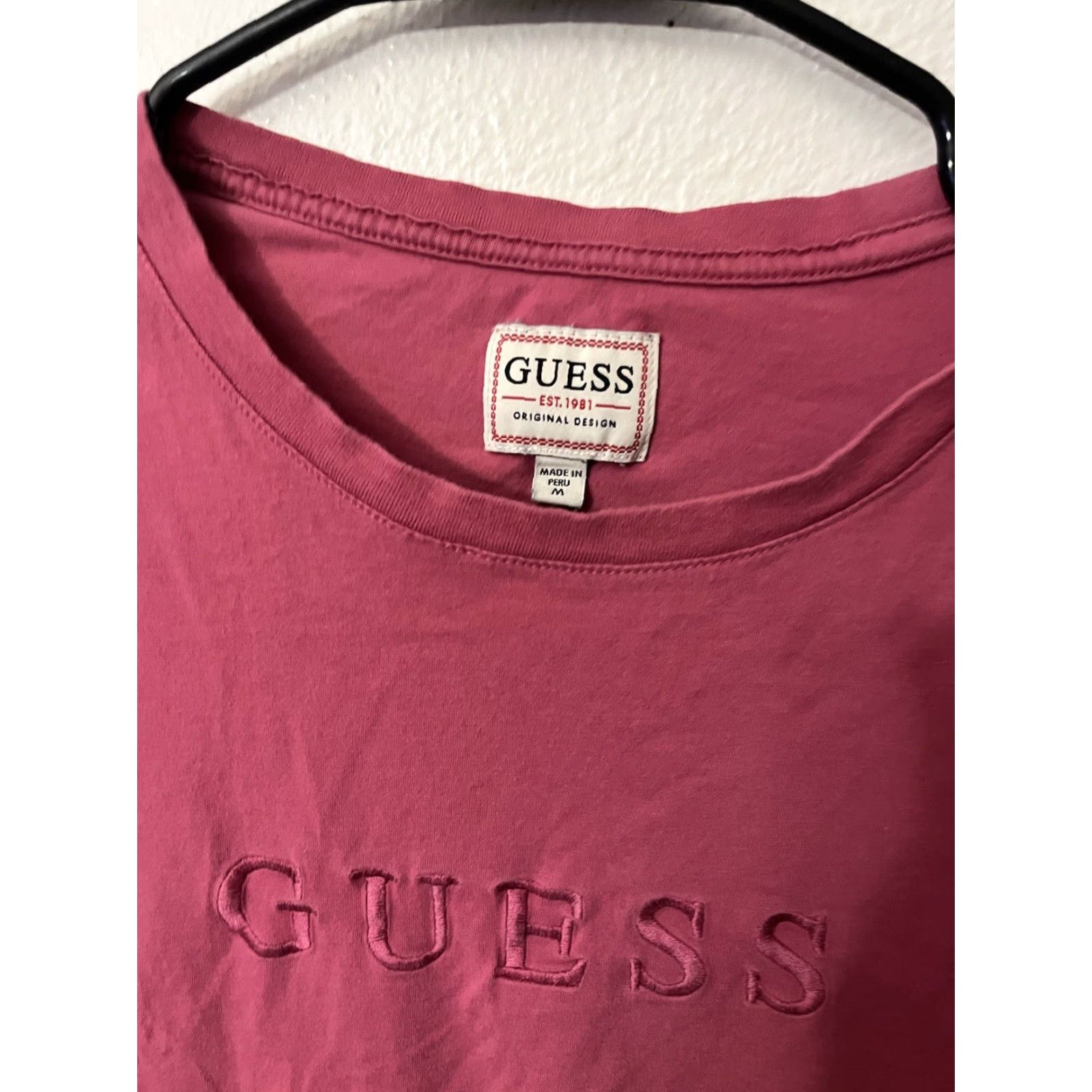 Guess GUESS Graphic Logo T-Shirt Mens Medium Pink Crew Neck Casual Cotton Stretch Size US M / EU 48-50 / 2 - 3 Thumbnail
