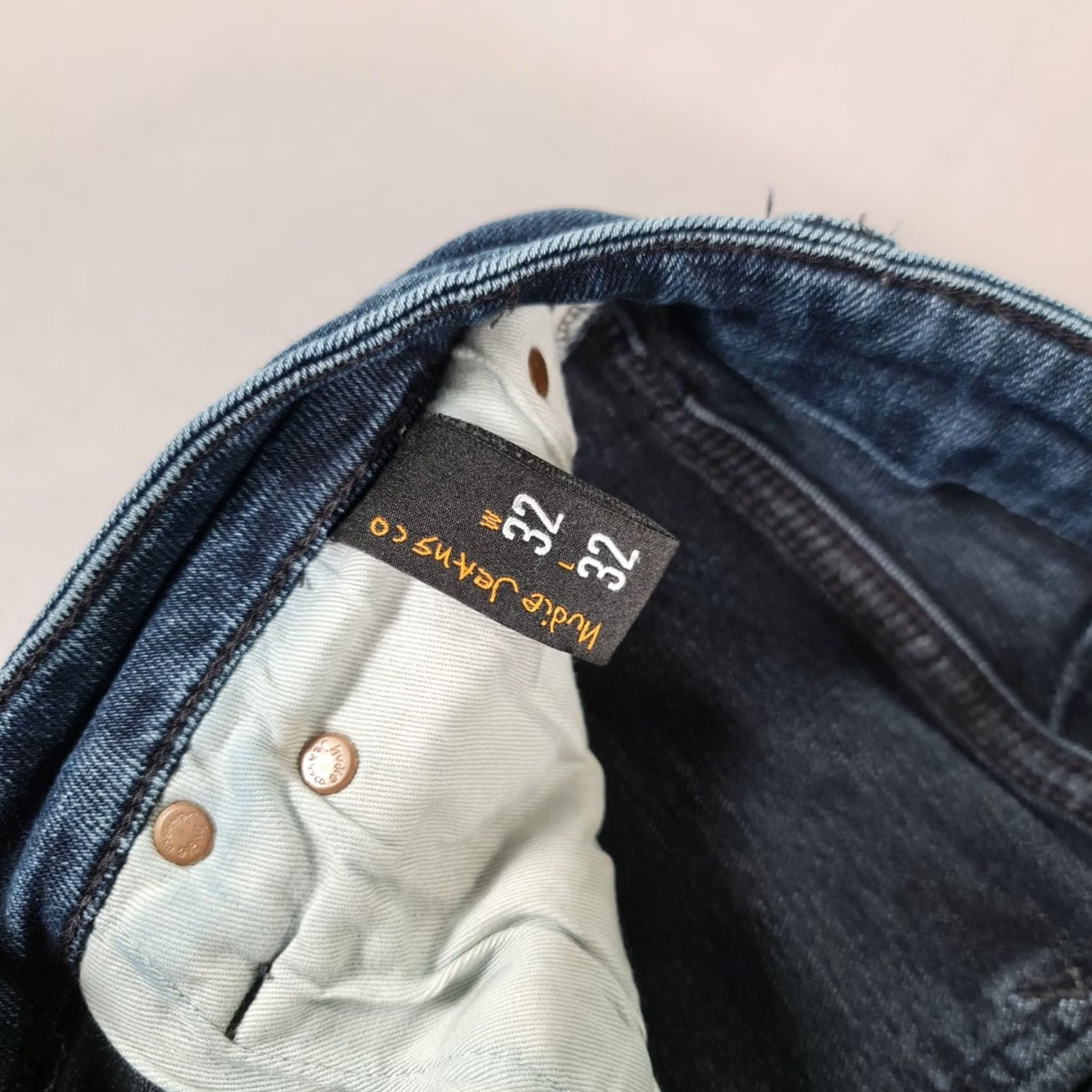 Denime Nudie Jeans Blue Slim Skinny Fit Denim 32x32 Regular Mens Jeans Stretch 5-Pocket Zip Fly Vintage No Pattern Size US 32 / EU 48 - 4 Thumbnail
