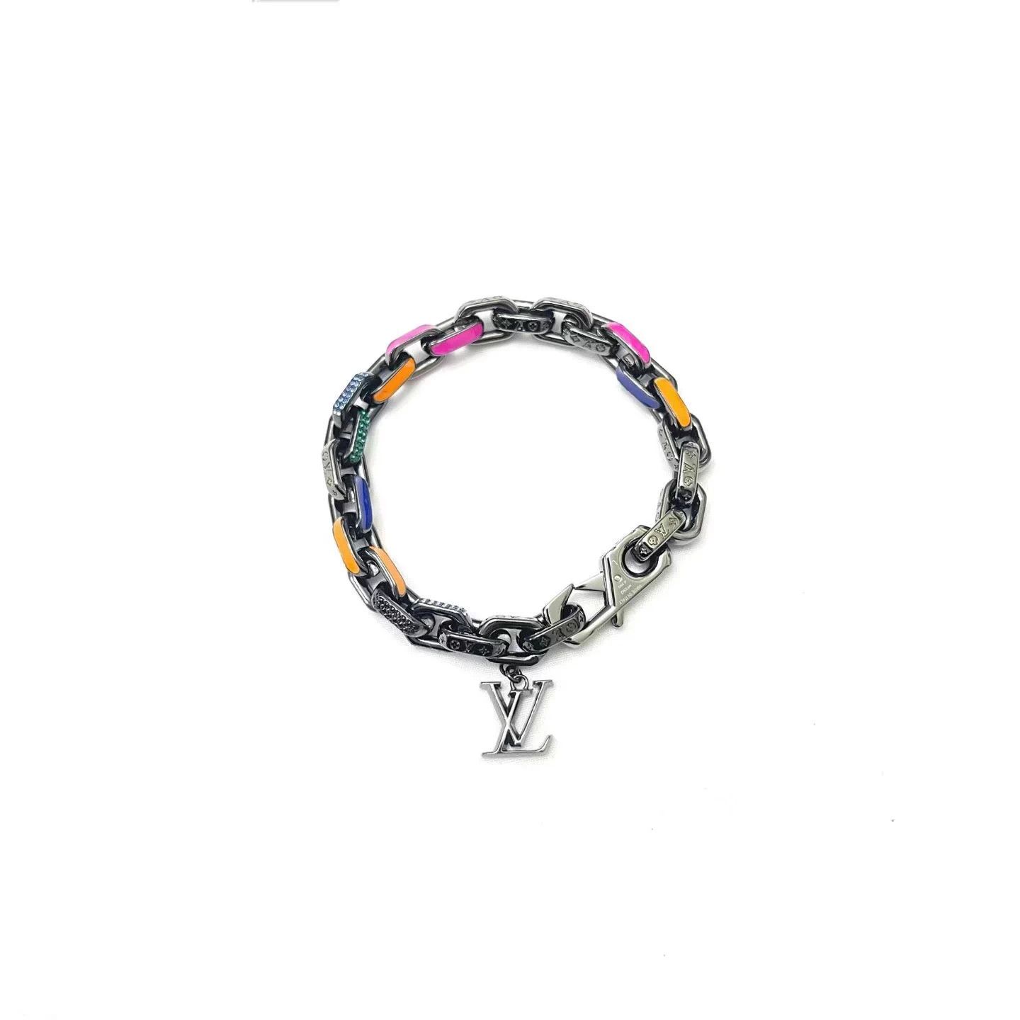 Louis Vuitton LV PARADISE CHAIN vibrant enamel crystal Cuban bracelet L Size ONE SIZE - 2 Thumbnail