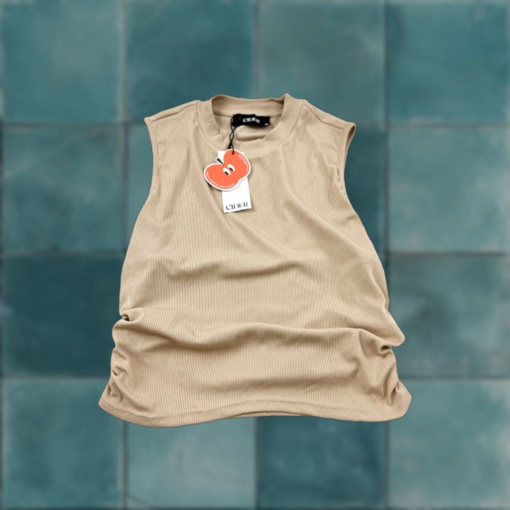Cider Cider Crop Tank Top Women’s XL Beige Tan Ribbed NWT Size XL / US 12-14 / IT 48-50 - 1 Thumbnail