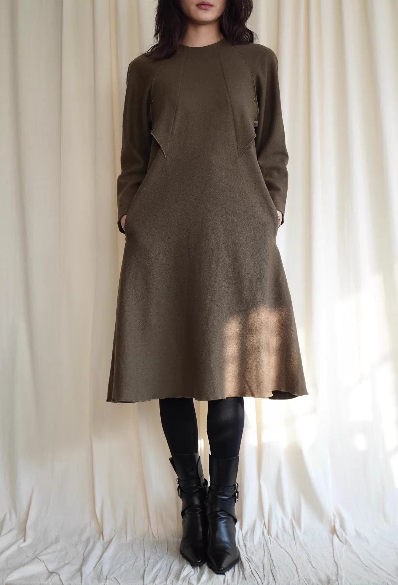 Y's Y's by Yohji Yamamoto 1980s Wool Back Button Dress S/M Size S / US 4 / IT 40 - 4 Thumbnail