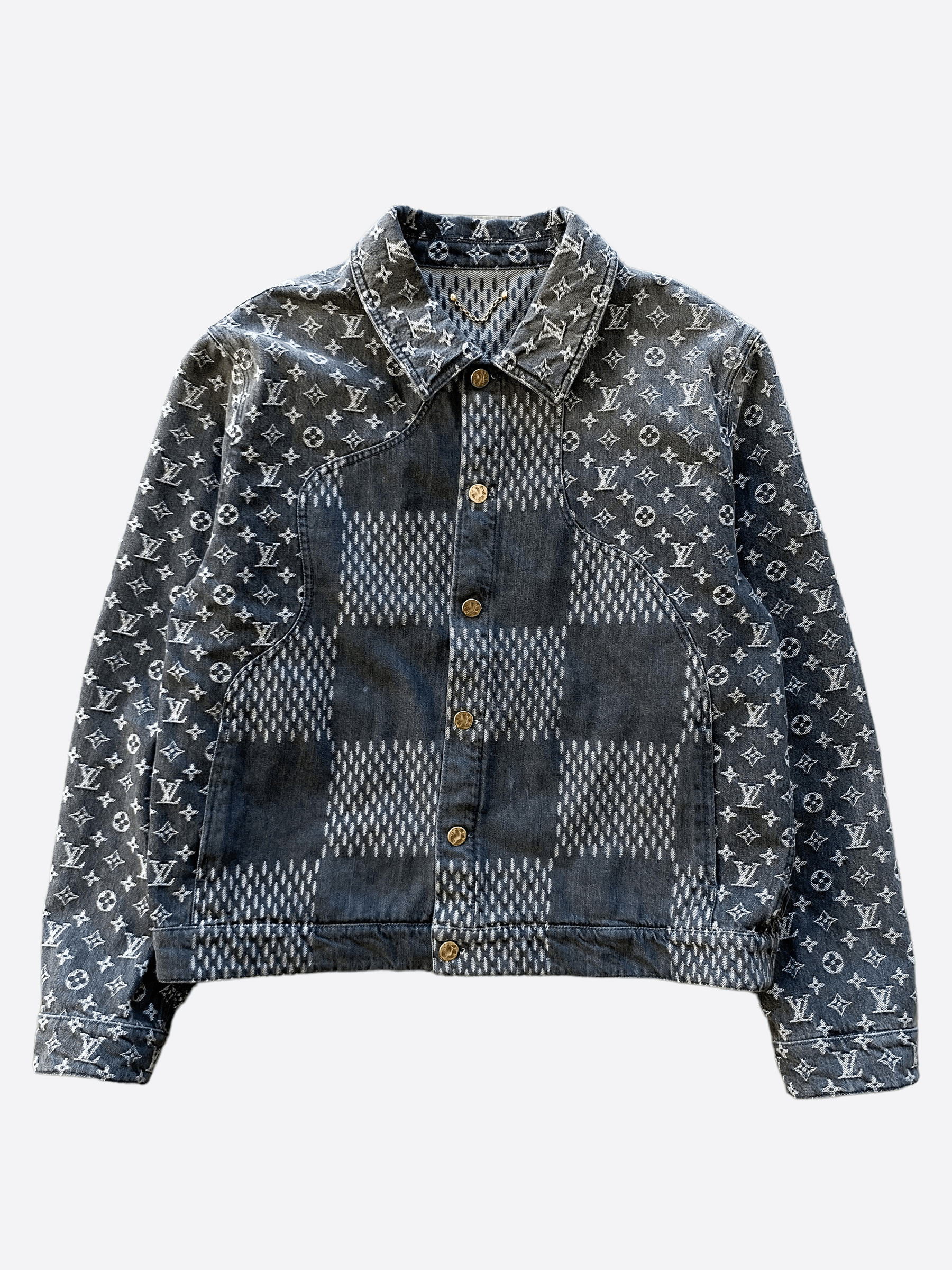 Louis Vuitton X Nigo Giant Damier Waves MNGM Denim Jacket Indigo for Men