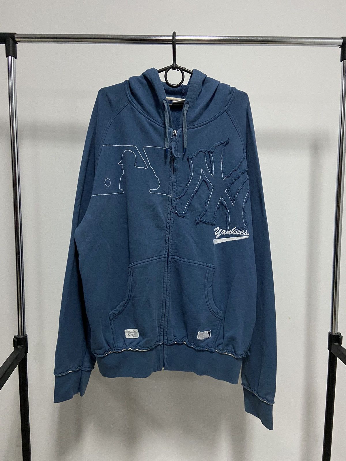 New York Yankees × Vintage New York Yankees zip Hoodie Vintage Big Logo Baseball Size US XL / EU 56 / 4 - 1 Thumbnail