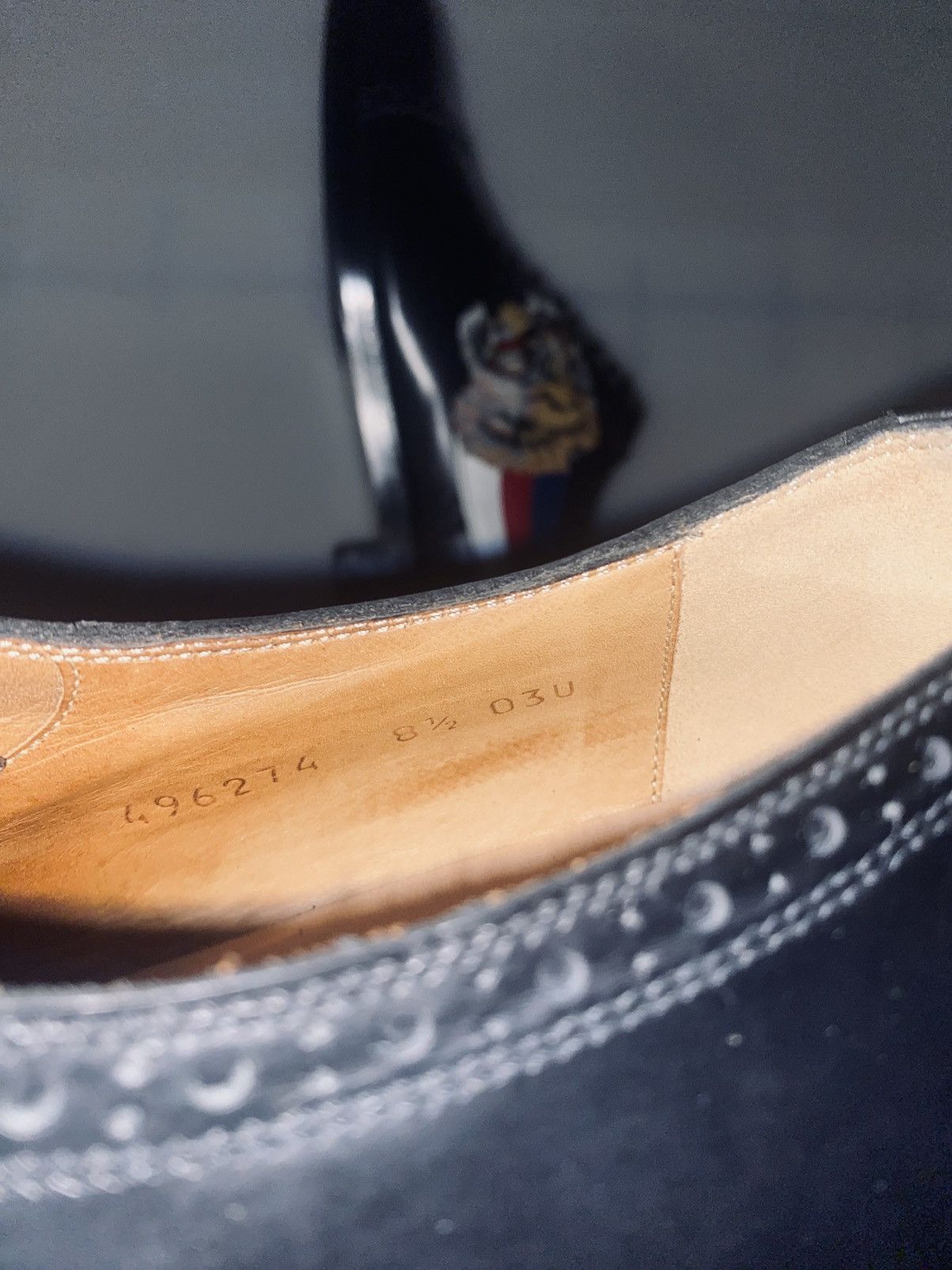 Gucci GUCCI 🇮🇹 Nero Roaring Kitty Badge Side Broge Oxfords 9.5 NIB Size US 9.5 / EU 42-43 - 17 Thumbnail