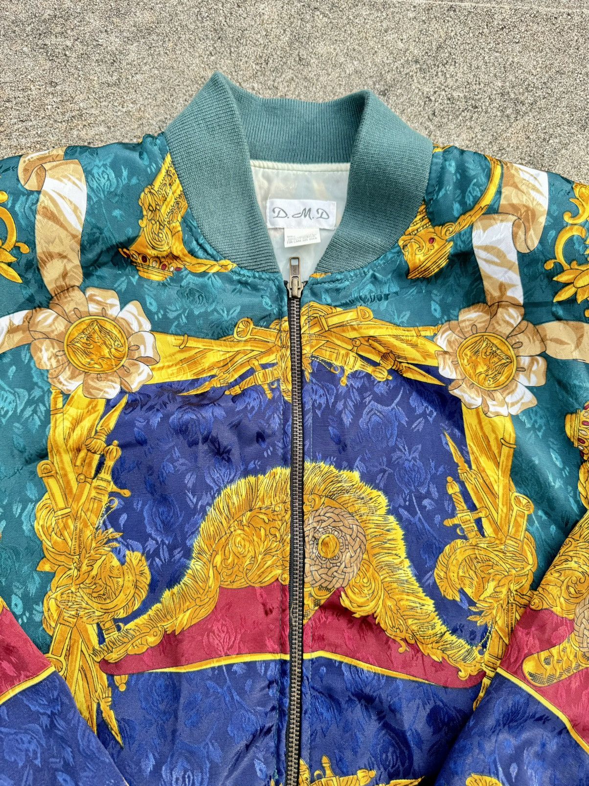 Designer × Vintage 80’s Vintage Versace Style Silk Bomber Jacket Size US M / EU 48-50 / 2 - 2 Thumbnail