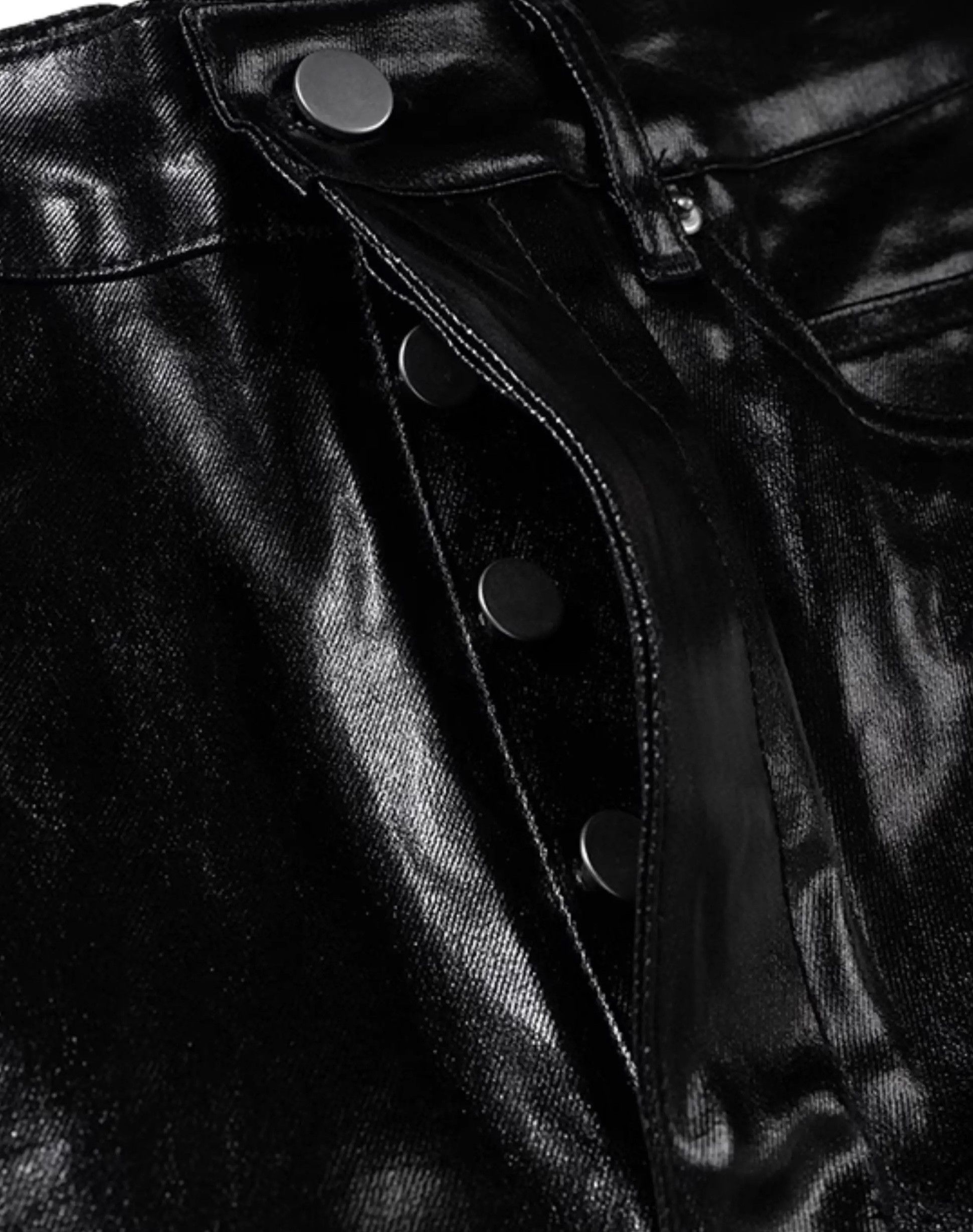 Jean Coating Glossy Patent Leather Baggy Black Jeans Size US 34 / EU 50 - 6 Thumbnail